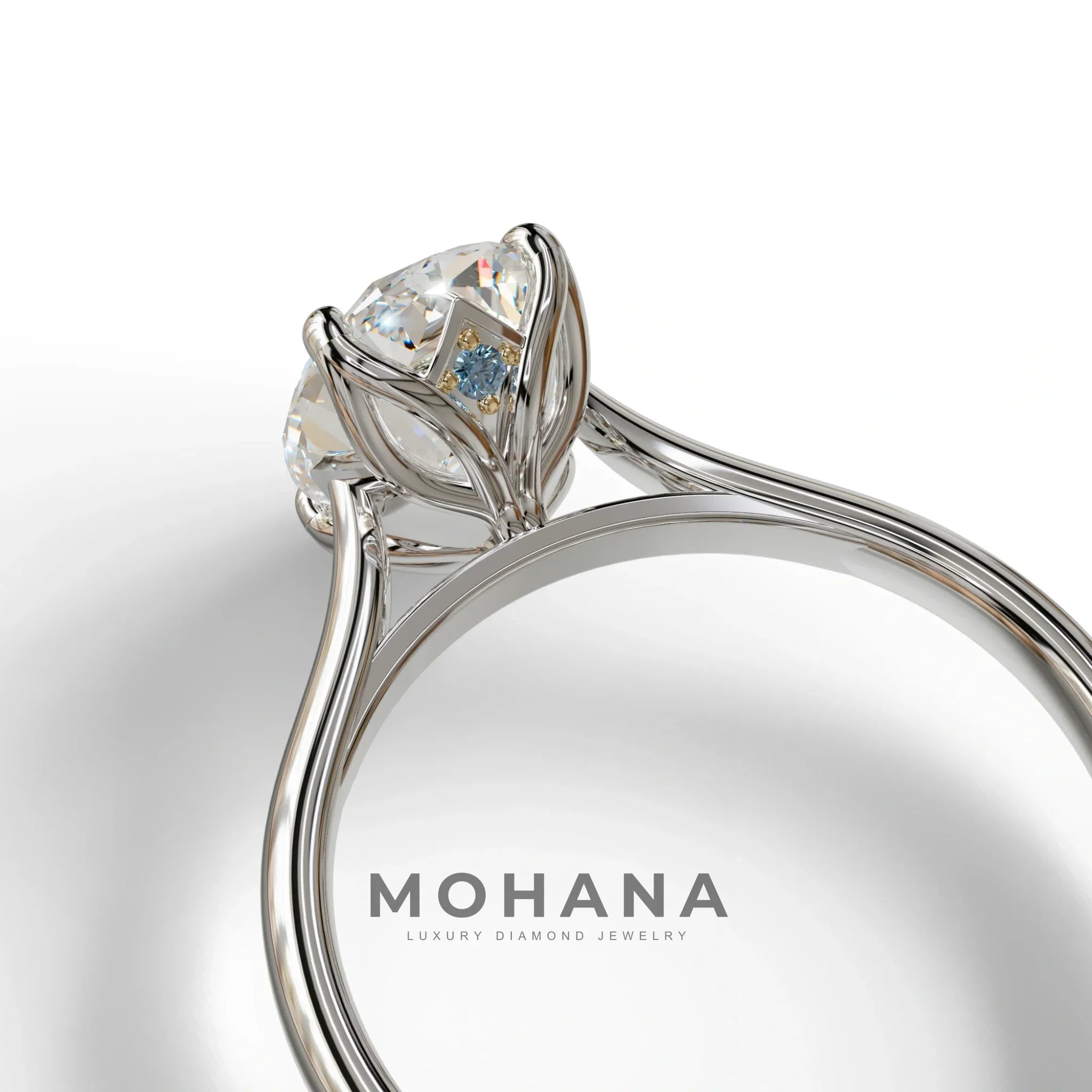 E VVS Oval Cut Hidden Diamond Solitaire Lab Grown Diamond Ring - Secrecy