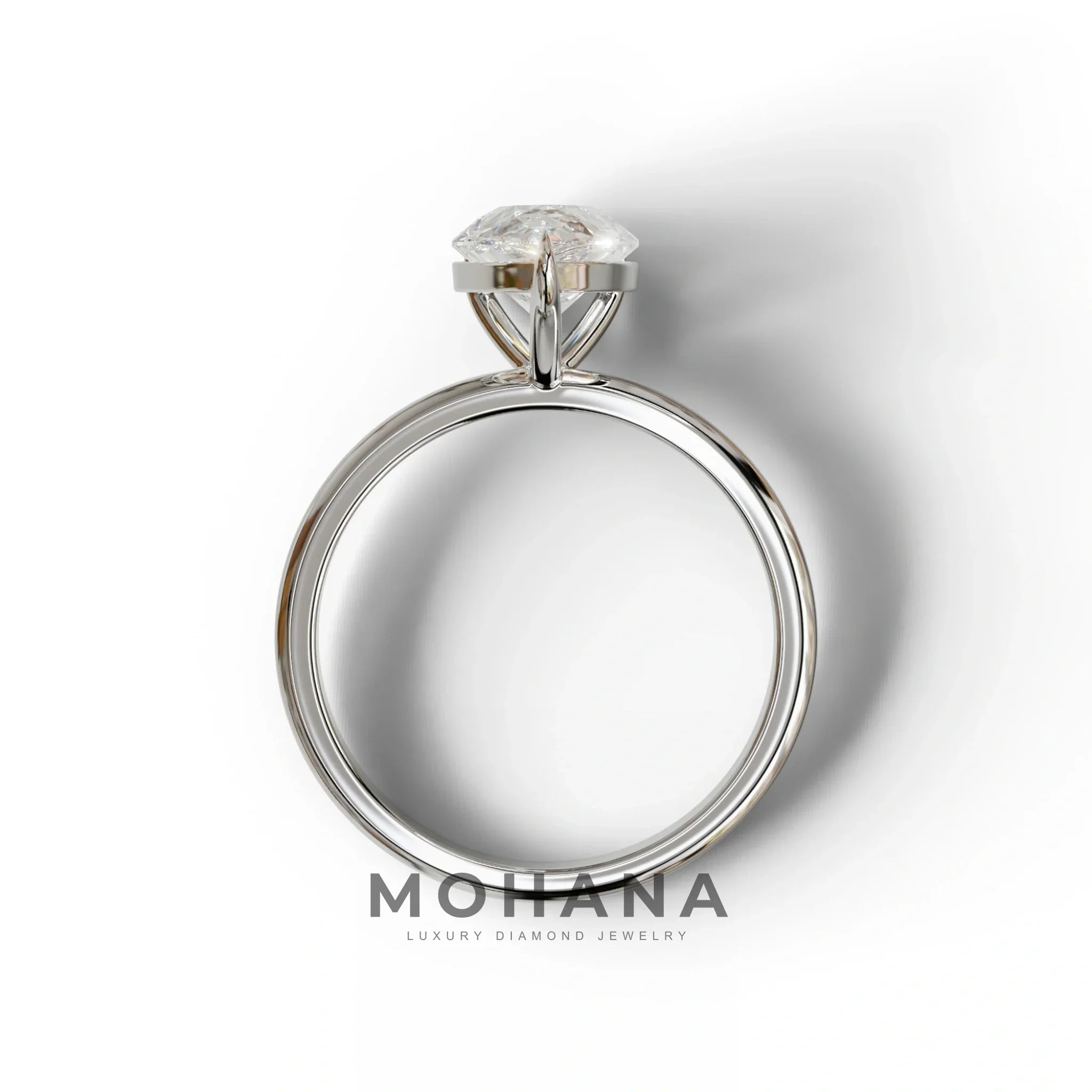 E VVS Pear Cut Solitaire Lab Grown Diamond Engagement Ring - Maniola