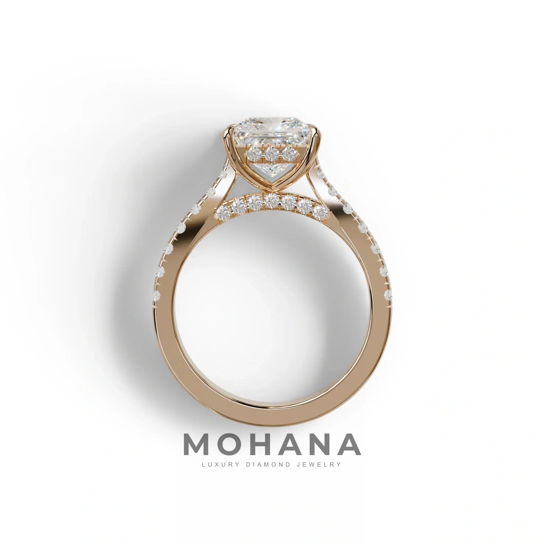 2.5 Carat E VVS Princess Cut Hidden Halo & Pave Lab Diamond Ring - Aries