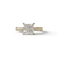 2.5 Carat E VVS Princess Cut Hidden Halo & Pave Lab Diamond Ring - Aries - 10K Solid Gold / Yellow Gold