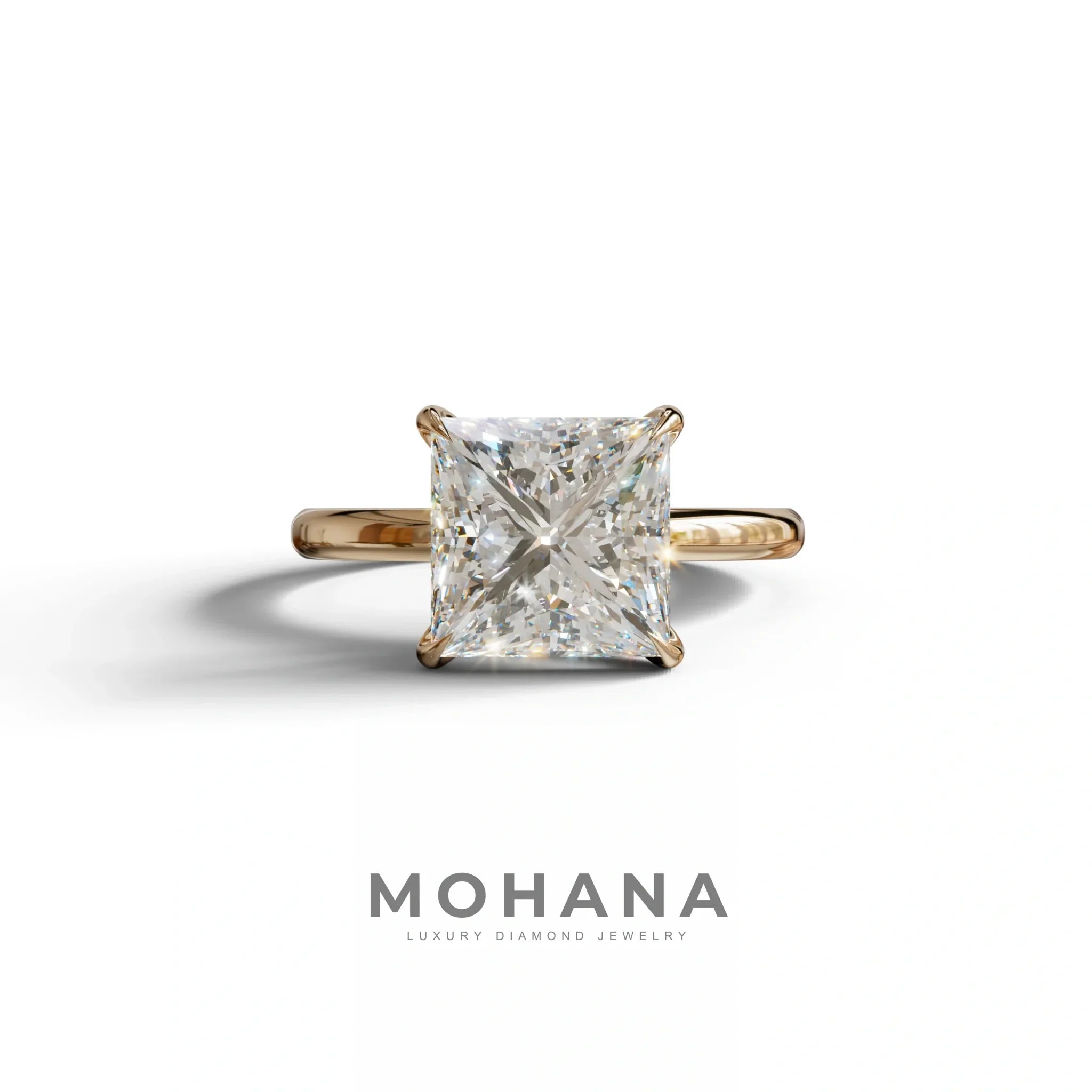 E VVS Princess Cut Solitaire Lab Grown Diamond Engagement Ring - Speyeria - 2 Carat / 10K Solid Gold / Rose Gold