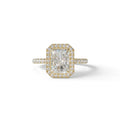 E-VVS Radiant Cut Halo & Pave Lab Grown Diamond Engagement Ring - Madison - 2 Carat / 10K Solid Gold / Yellow Gold