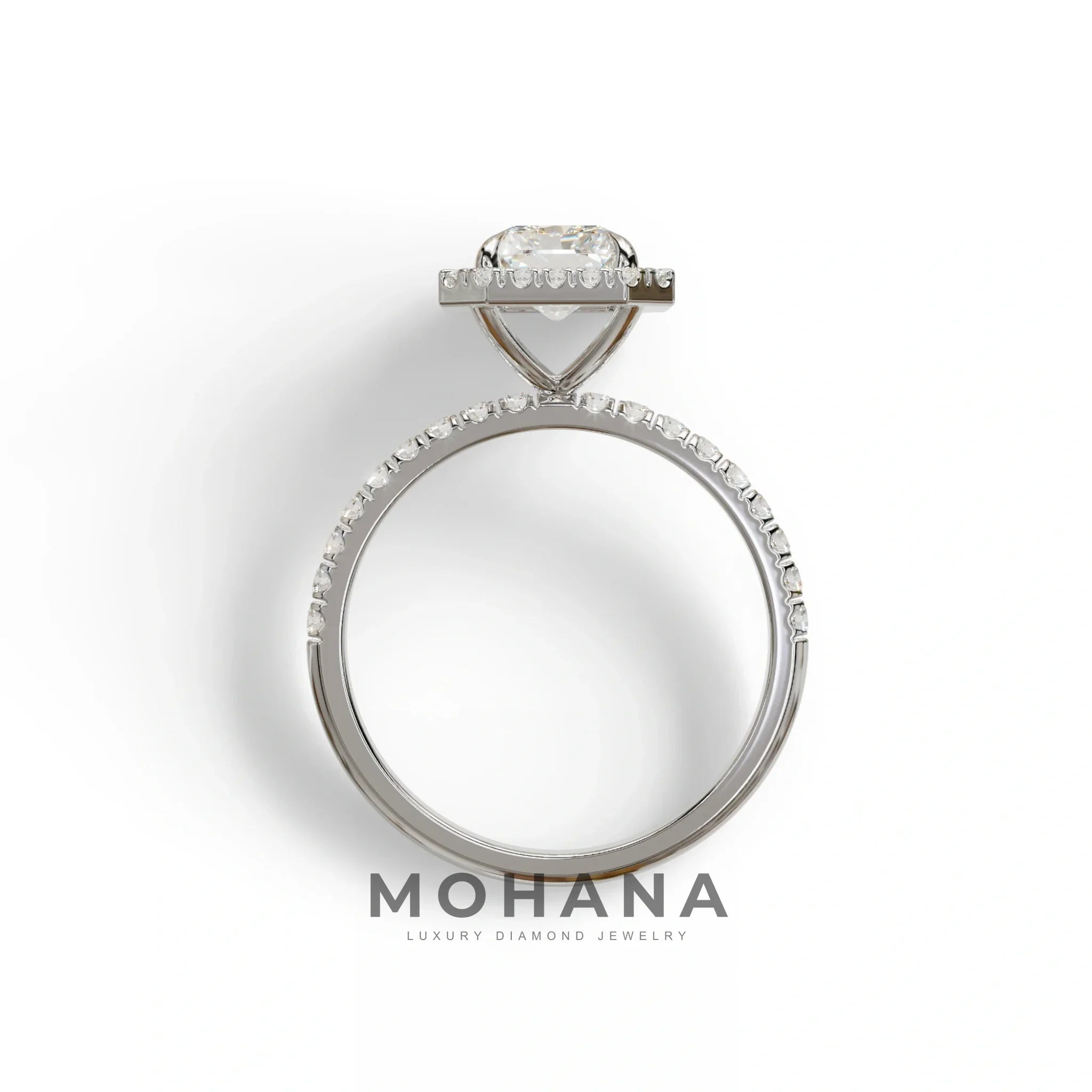 E-VVS Radiant Cut Halo & Pave Lab Grown Diamond Engagement Ring - Madison