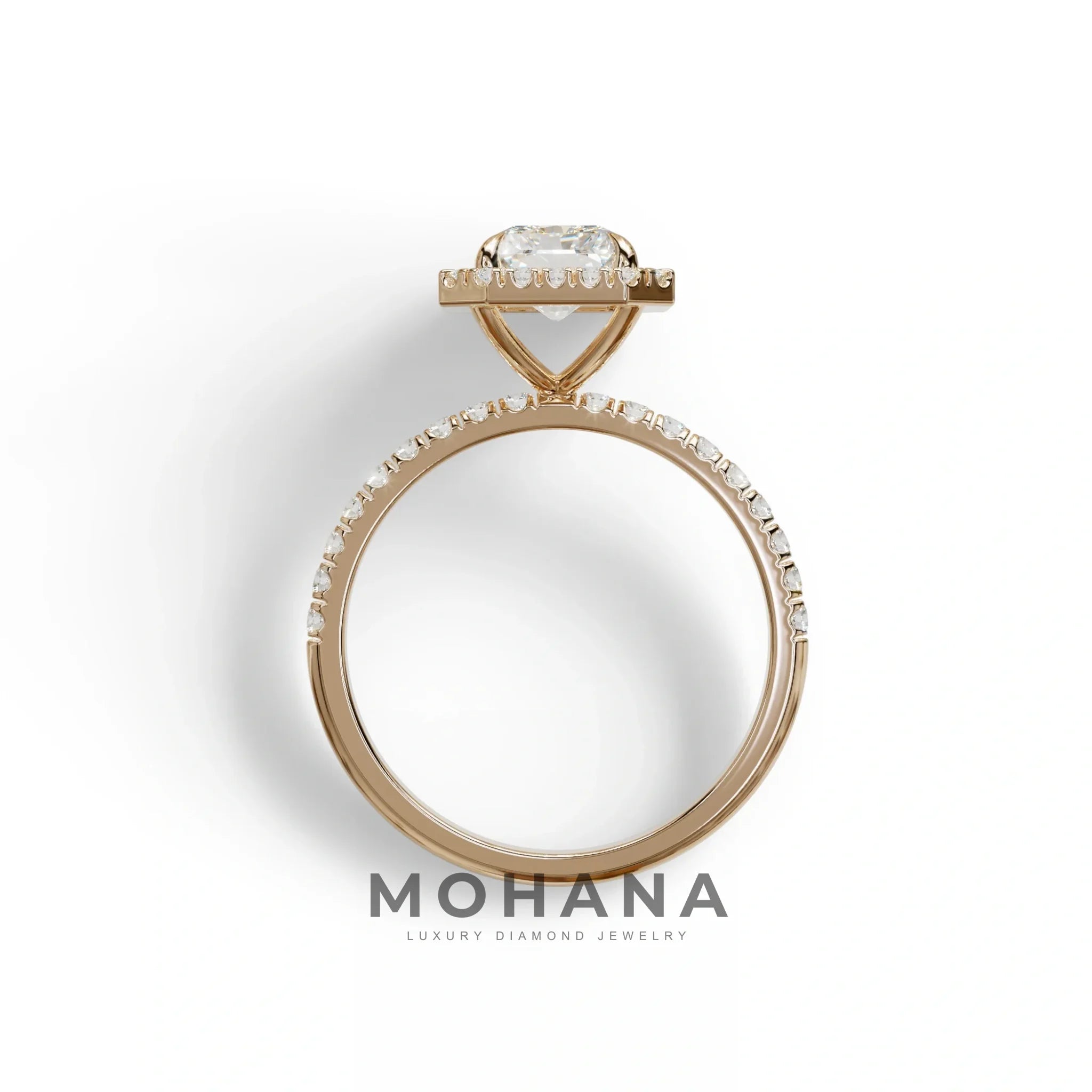 E-VVS Radiant Cut Halo & Pave Lab Grown Diamond Engagement Ring - Madison