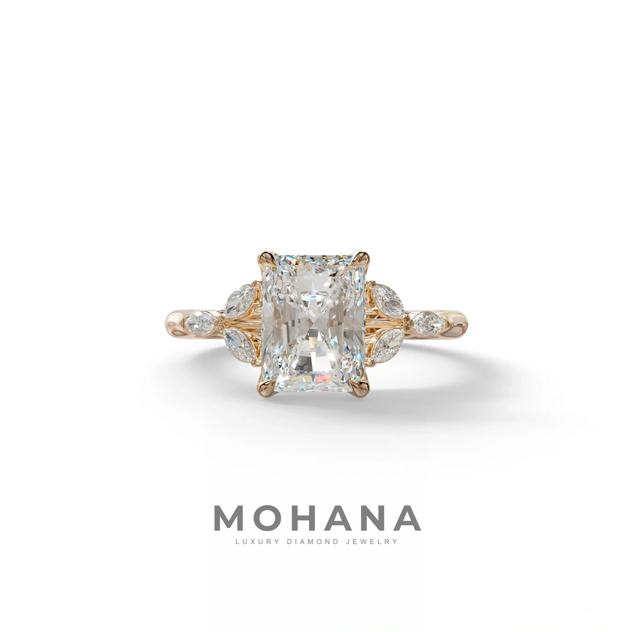 2.5 Carat Lab Grown Diamond Engagement Ring · Radiant Cut Nature-Inspired | Aurora - view 2