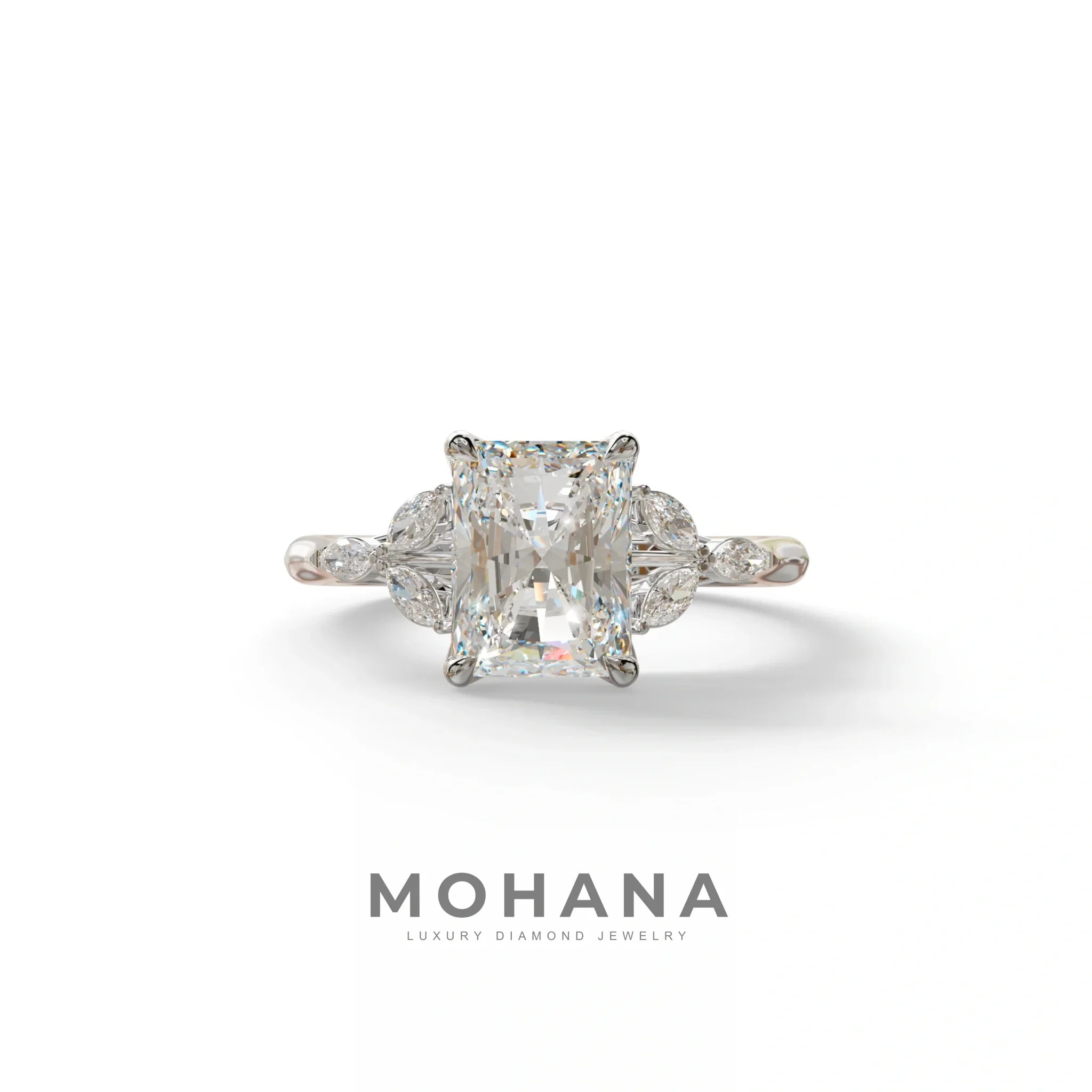 2.5 Carat Lab Grown Diamond Engagement Ring · Radiant Cut Nature-Inspired | Aurora - view 3