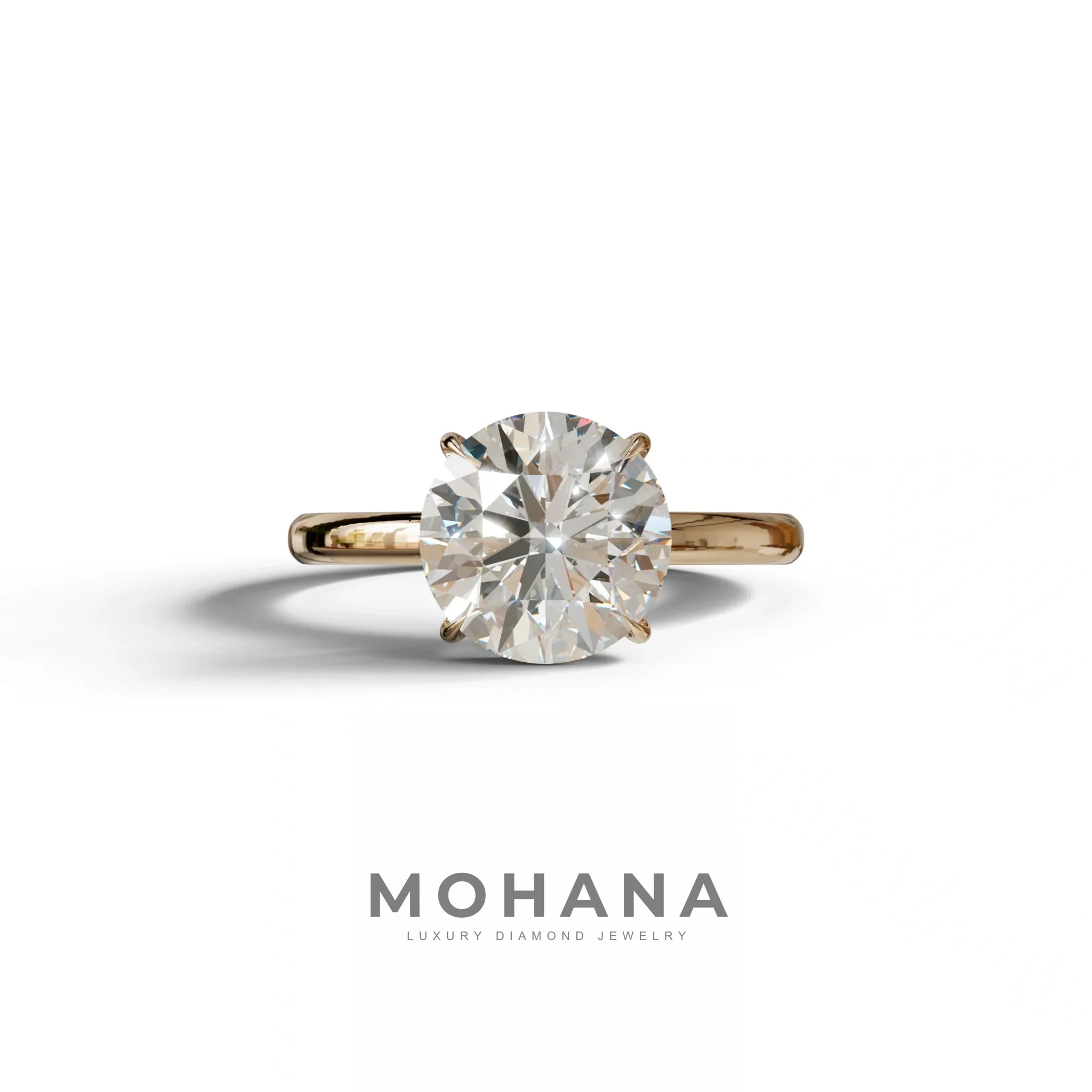 E-VVS Round Cut Solitaire Lab Diamond Engagement Ring - Italia - 2 Carat / 10K Solid Gold / Rose Gold
