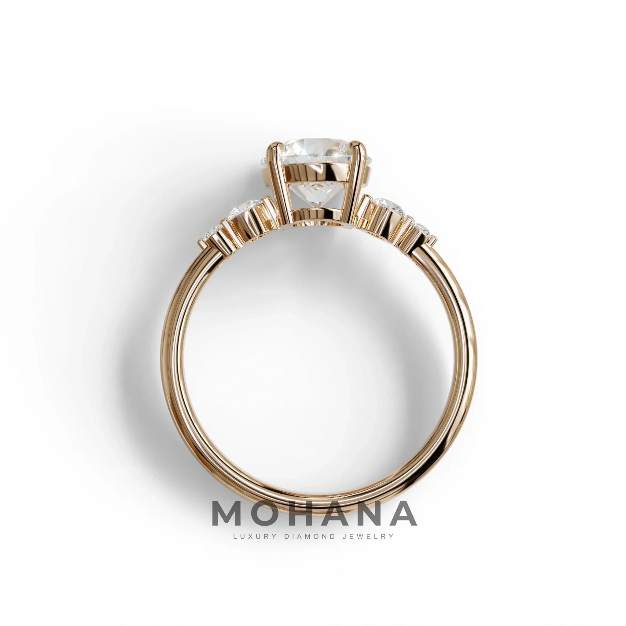 E-VVS Round Three Stone Lab Grown Diamond Engagement Ring - Romance