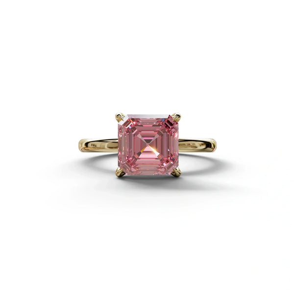 2 to 5 Carat Pink Lab Grown Diamond Engagement Ring – Asscher Cut Solitaire | Fabriciana