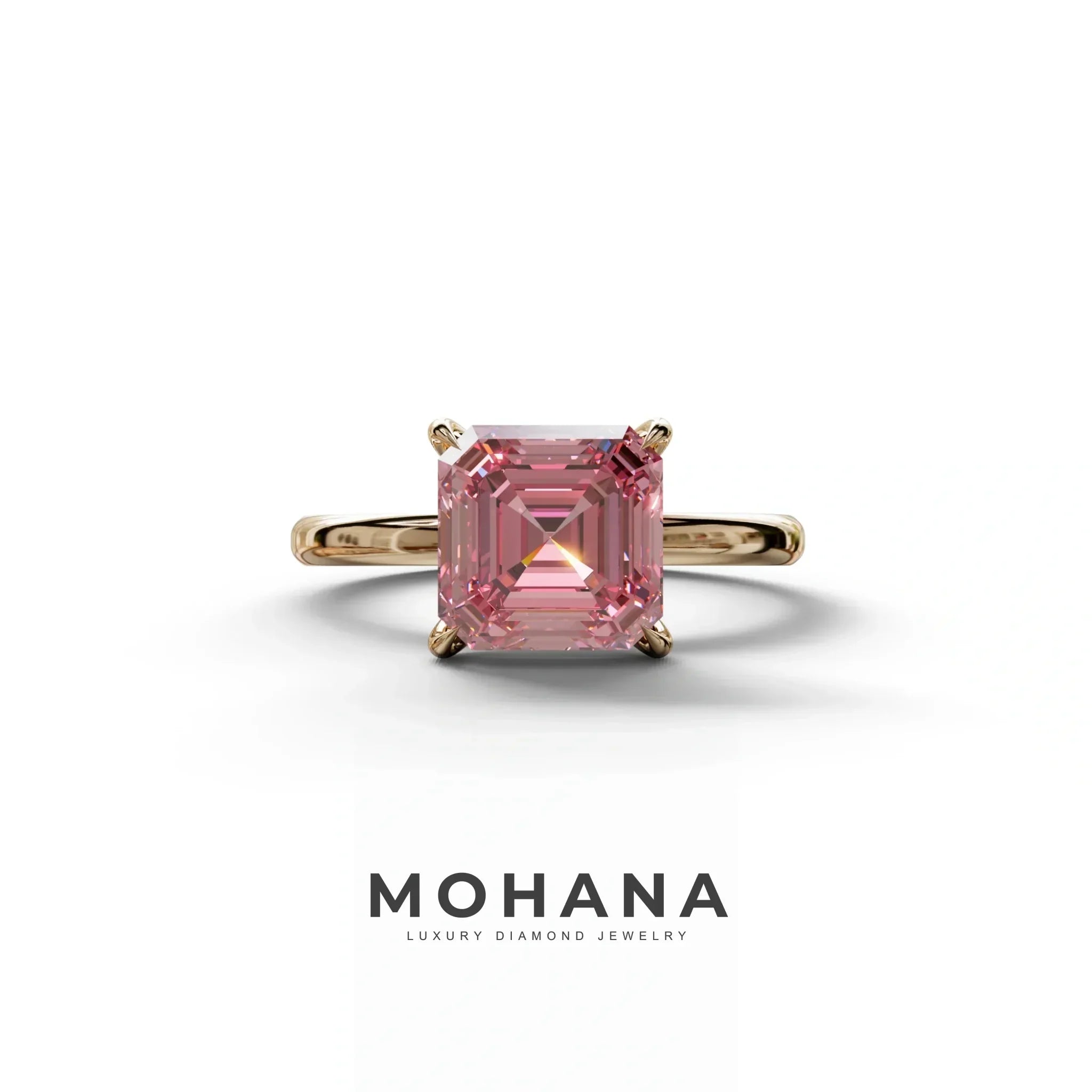 Pink Asscher Cut Solitaire Lab Grown Diamond Engagement Ring - Fabriciana - 2 Carat / 10K Solid Gold / Rose Gold