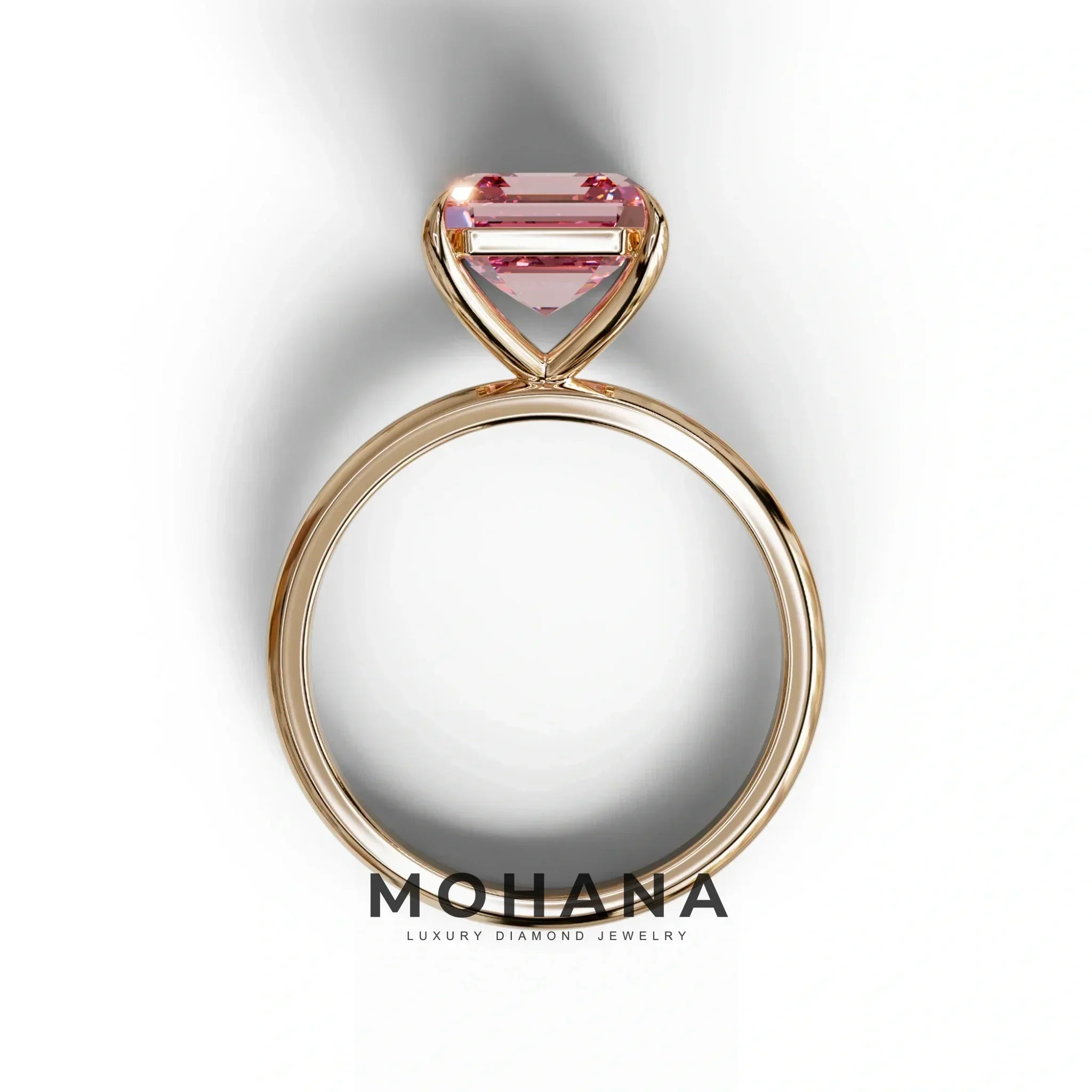 Pink Asscher Cut Solitaire Lab Grown Diamond Engagement Ring - Fabriciana
