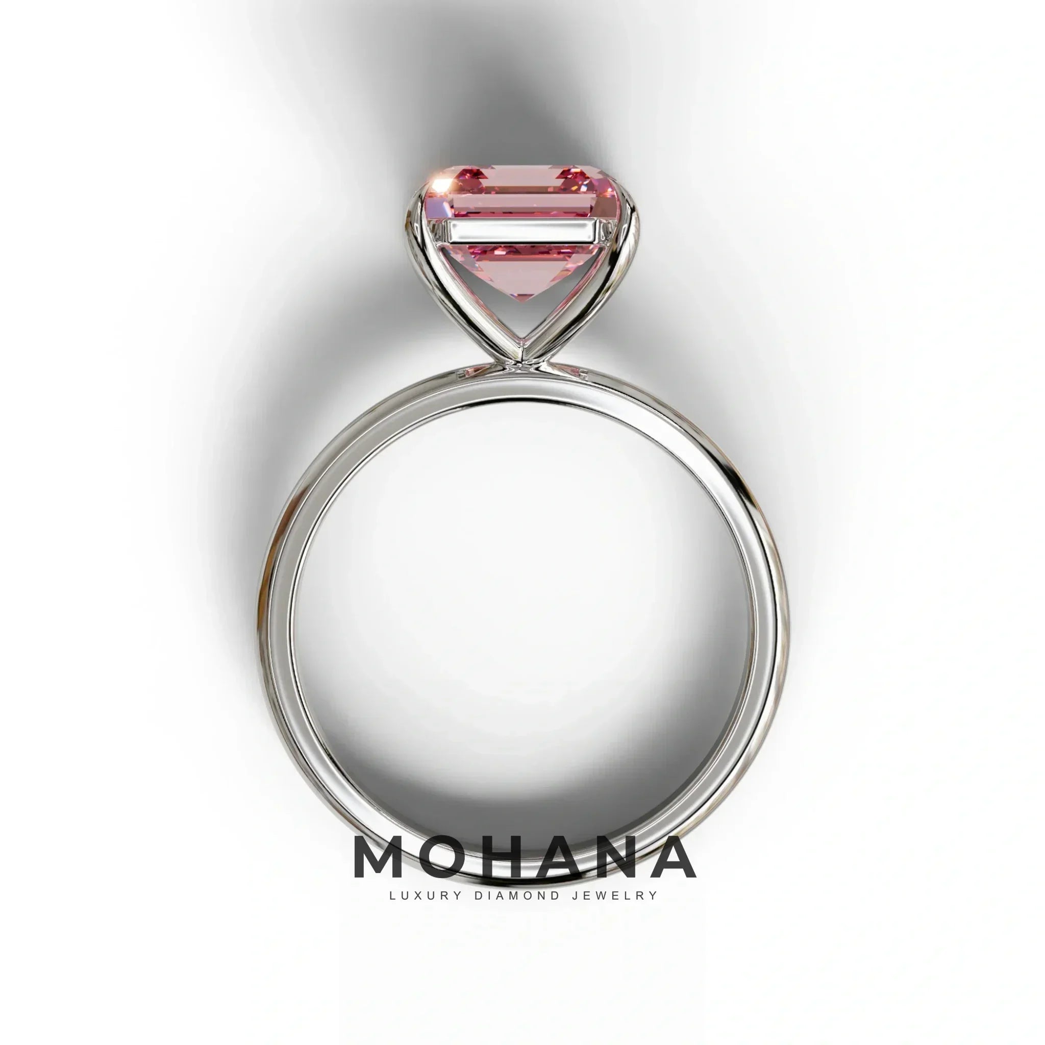 Pink Asscher Cut Solitaire Lab Grown Diamond Engagement Ring - Fabriciana