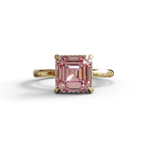 2.5 Carat Pink Lab Grown Diamond Engagement Ring – Asscher Cut Hidden Halo