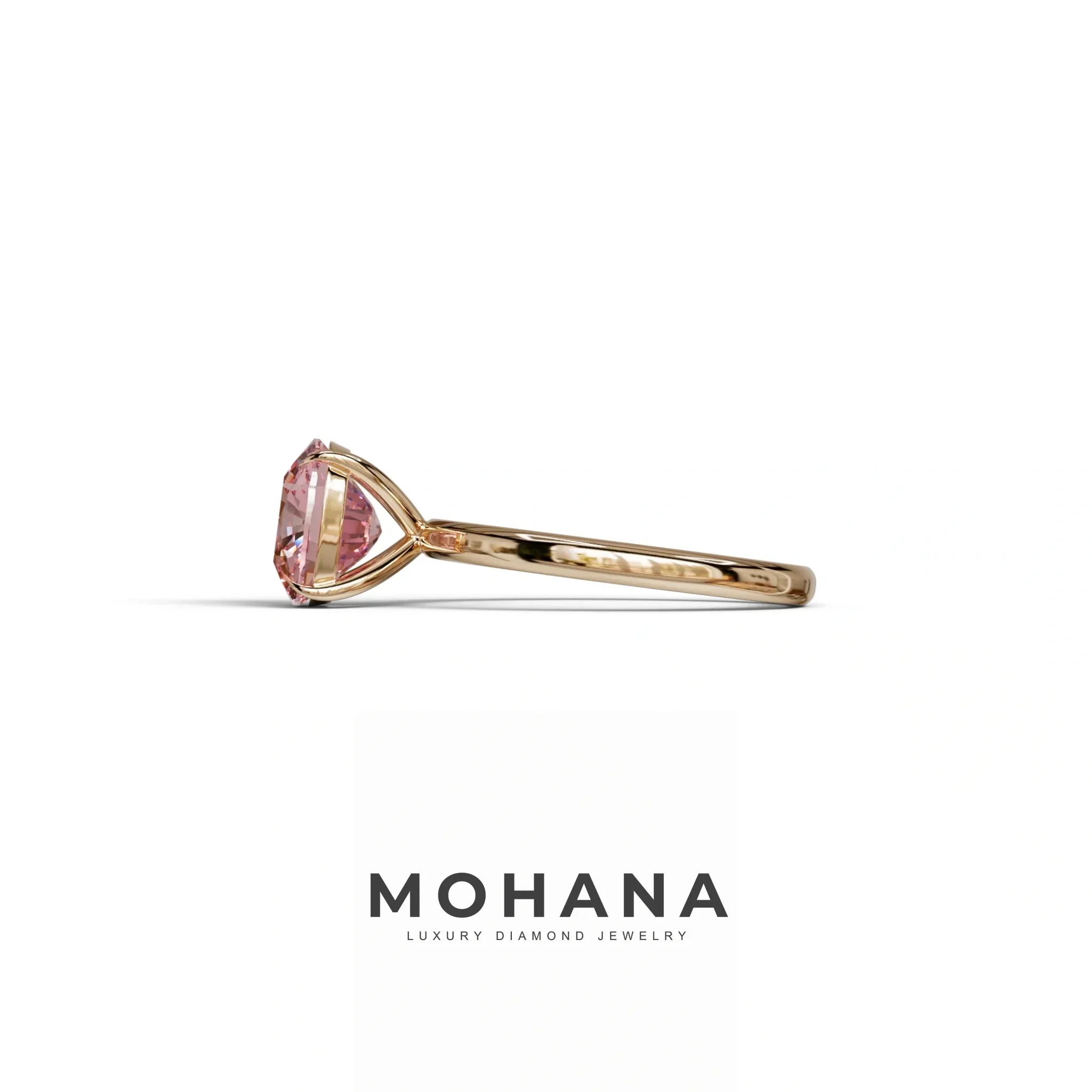 Pink Cushion Cut Solitaire Lab Grown Diamond Engagement Ring - Mesmera