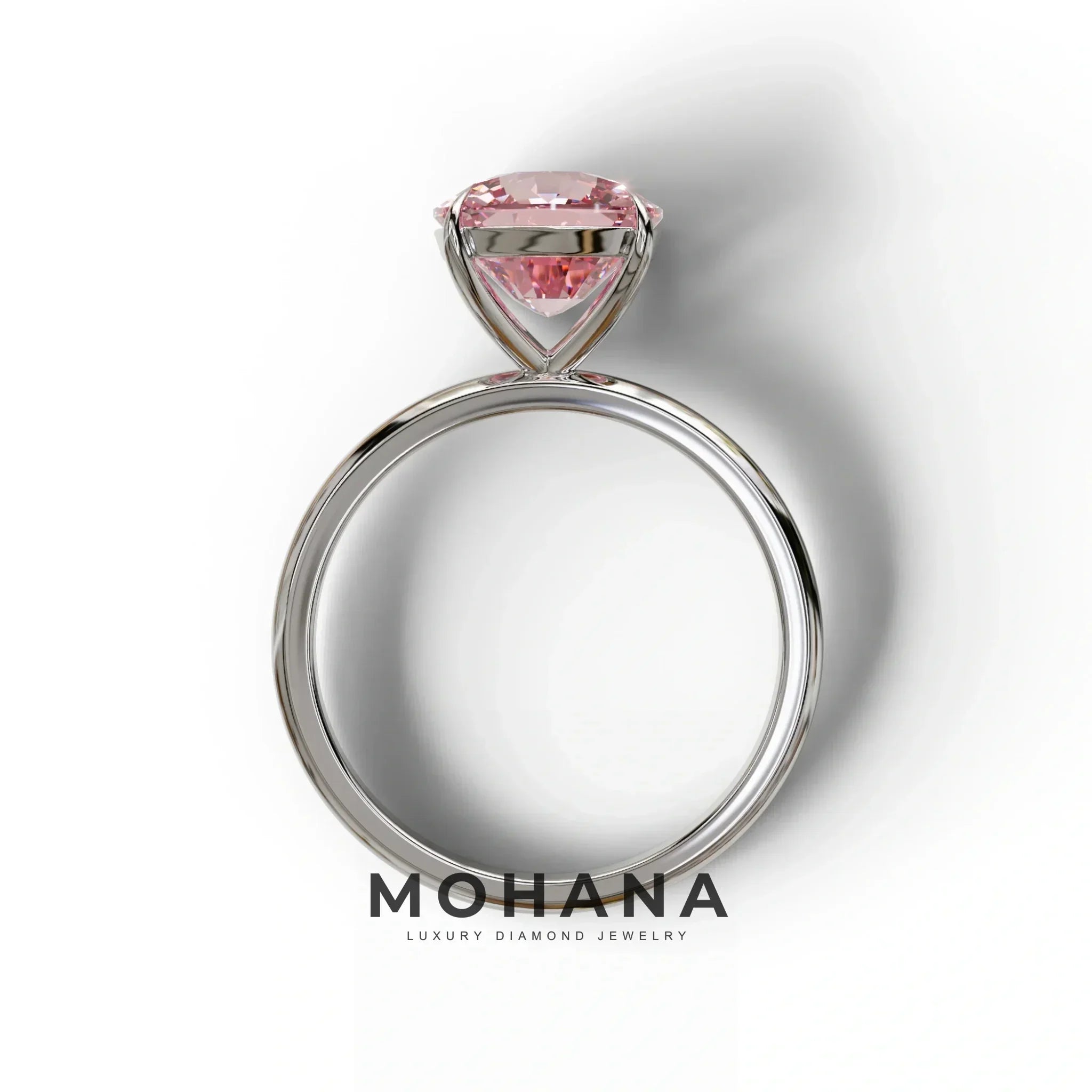 Pink Cushion Cut Solitaire Lab Grown Diamond Engagement Ring - Mesmera