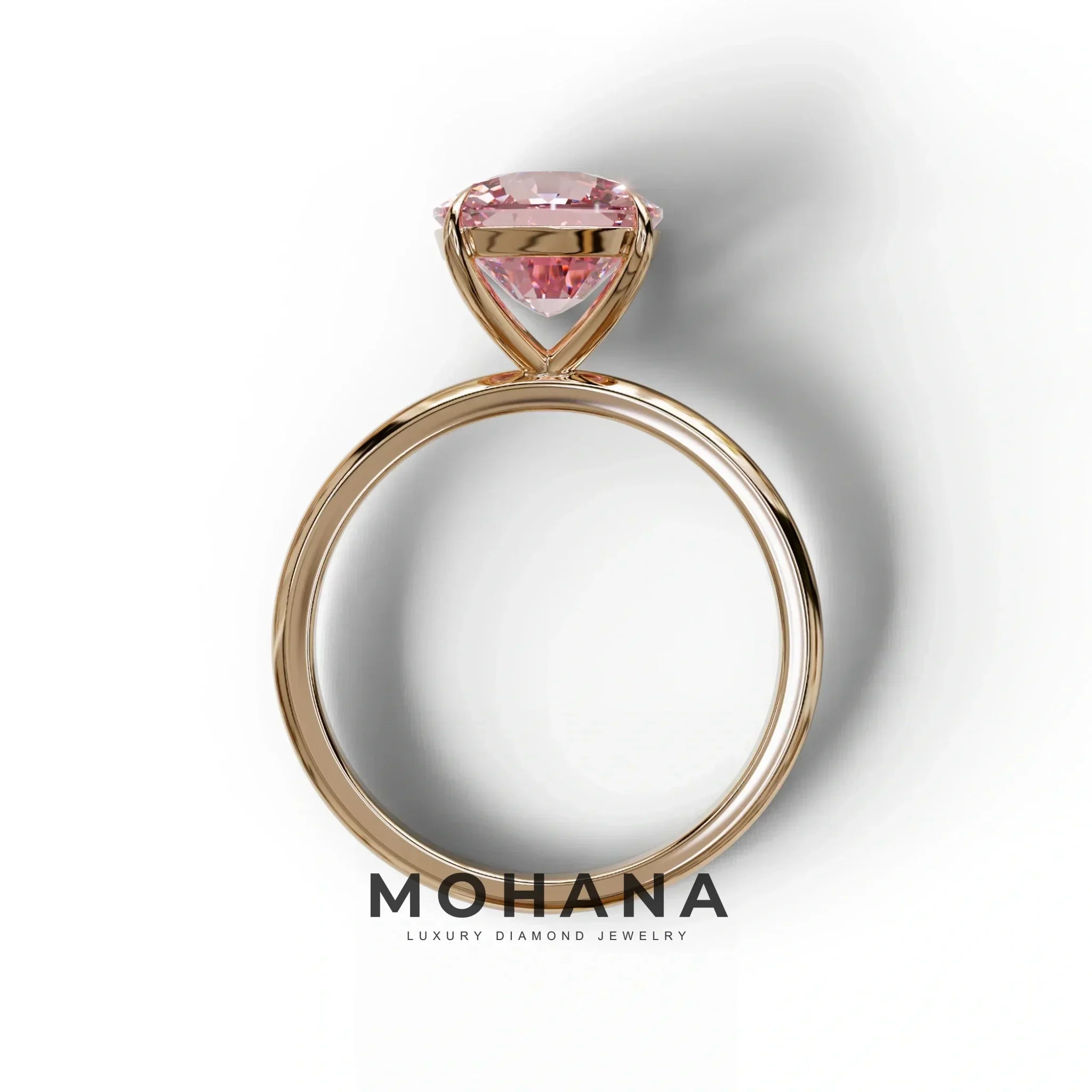 Pink Cushion Cut Solitaire Lab Grown Diamond Engagement Ring - Mesmera