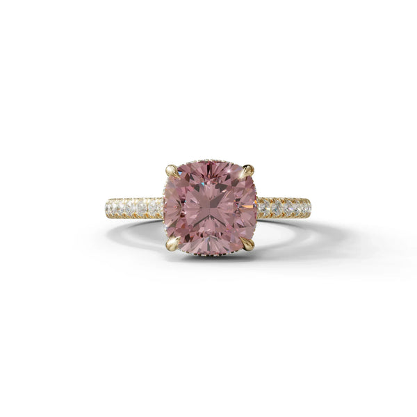 2.5 Carat Pink Lab Grown Diamond Engagement Ring – Cushion Cut Hidden Halo
