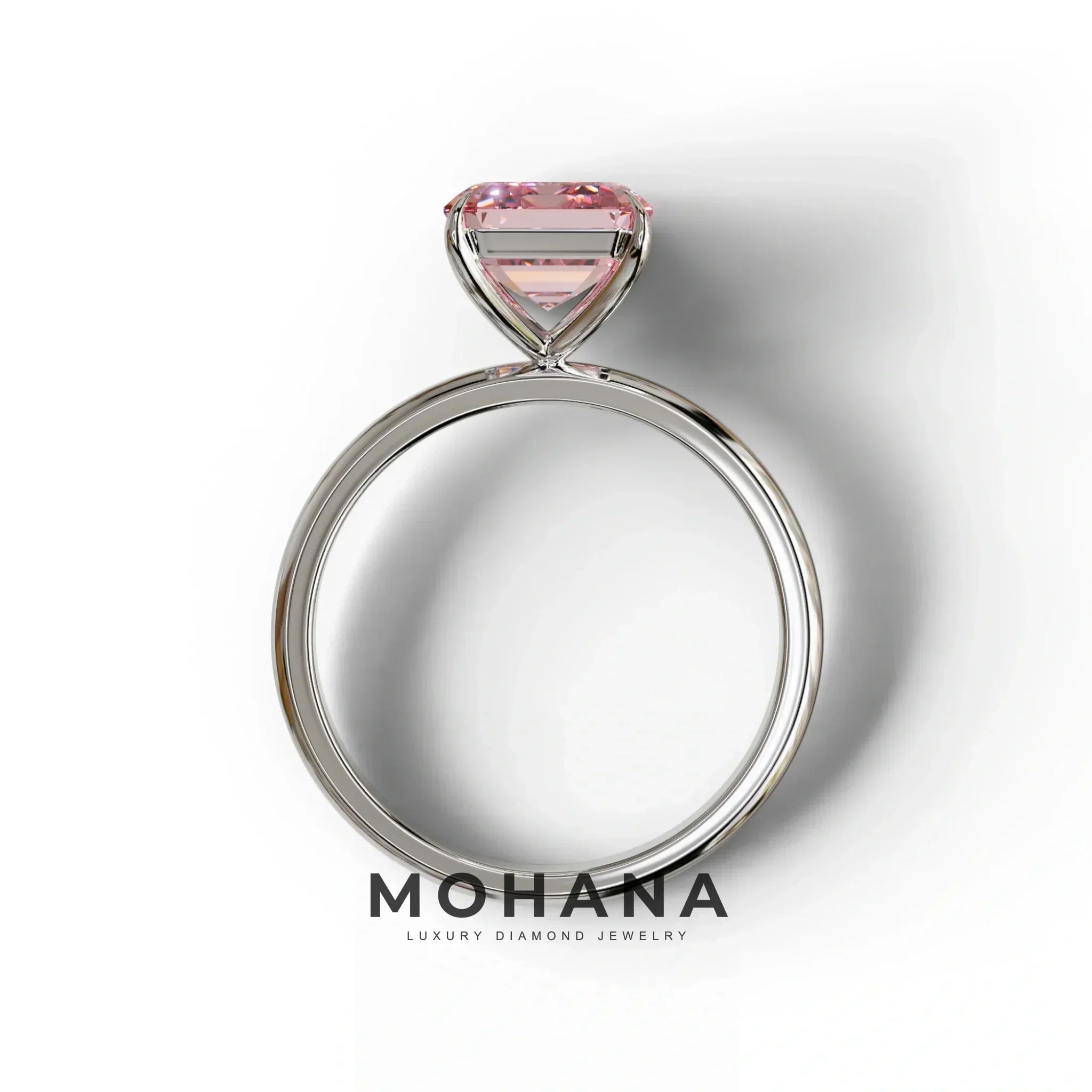 Pink Emerald Cut Solitaire Lab Grown Diamond Engagement Ring - Vanessa