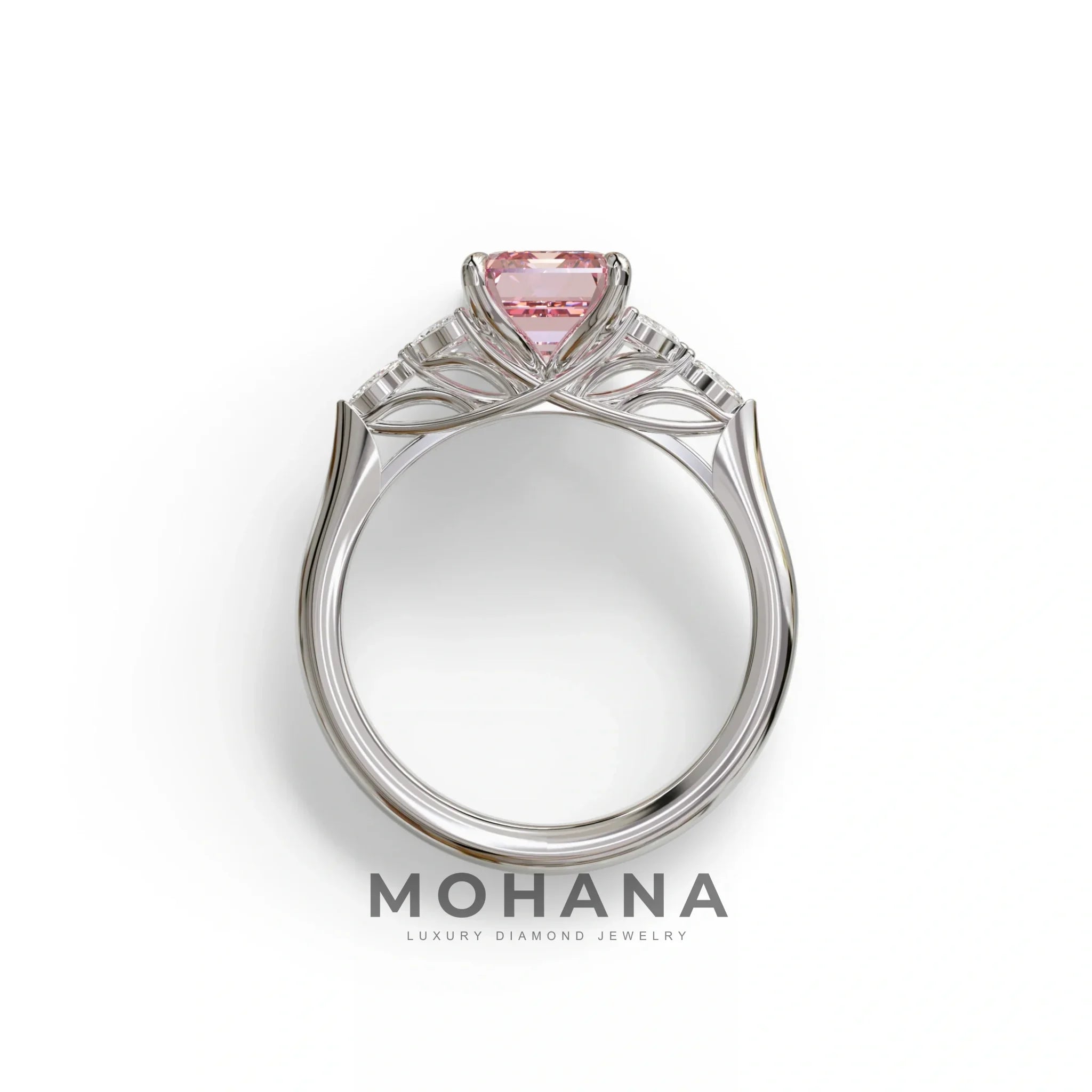 2.5 Carat Pink Lab Grown Diamond Engagement Ring · Emerald Cut Nature-Inspired | Verona - view 9