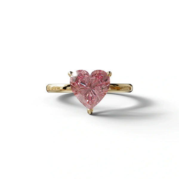 2 to 5 Carat Pink Lab Grown Diamond Engagement Ring – Heart Cut Solitaire | Mellow