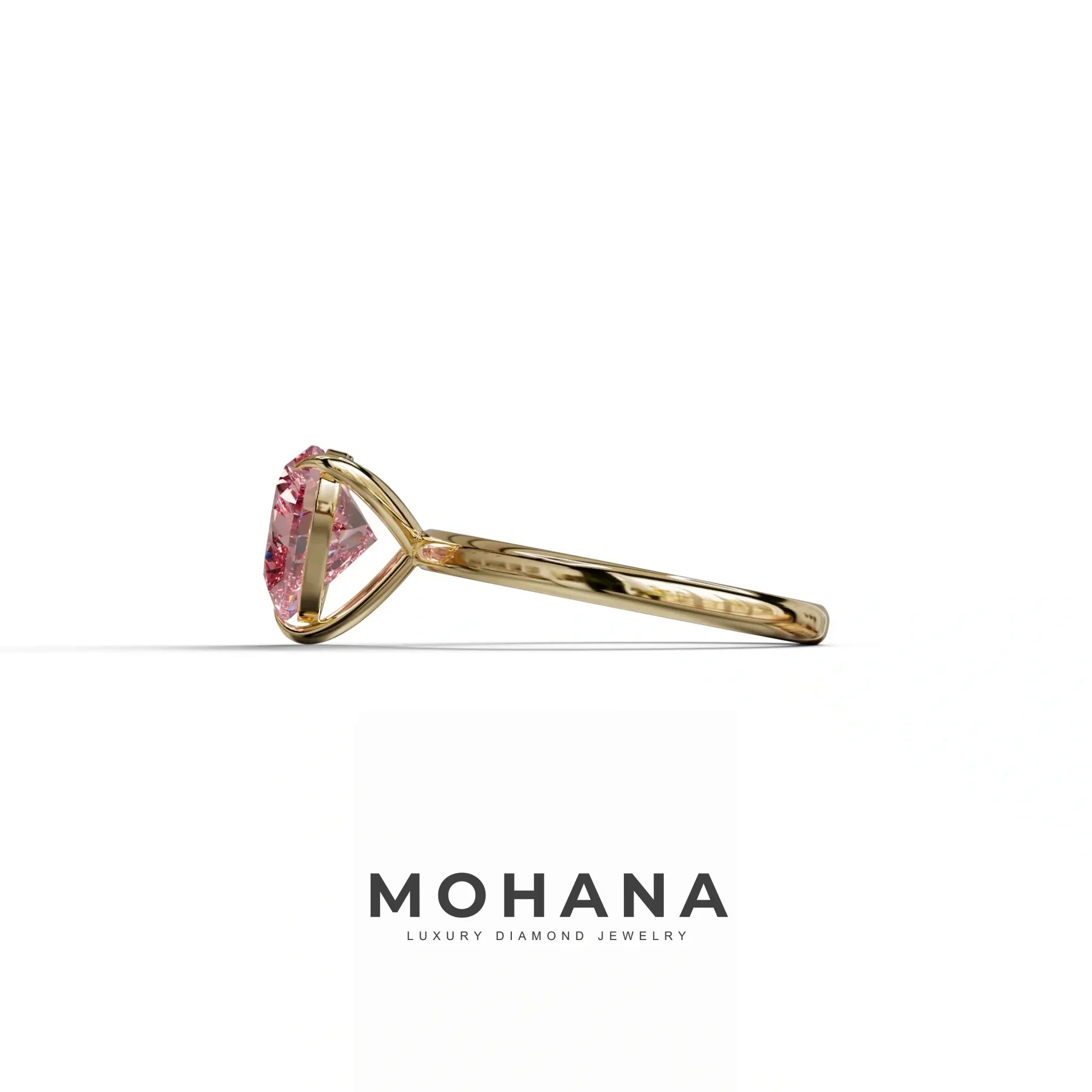 Fancy Pink Heart Cut Solitaire Lab Grown Diamond Engagement Ring - Mellow