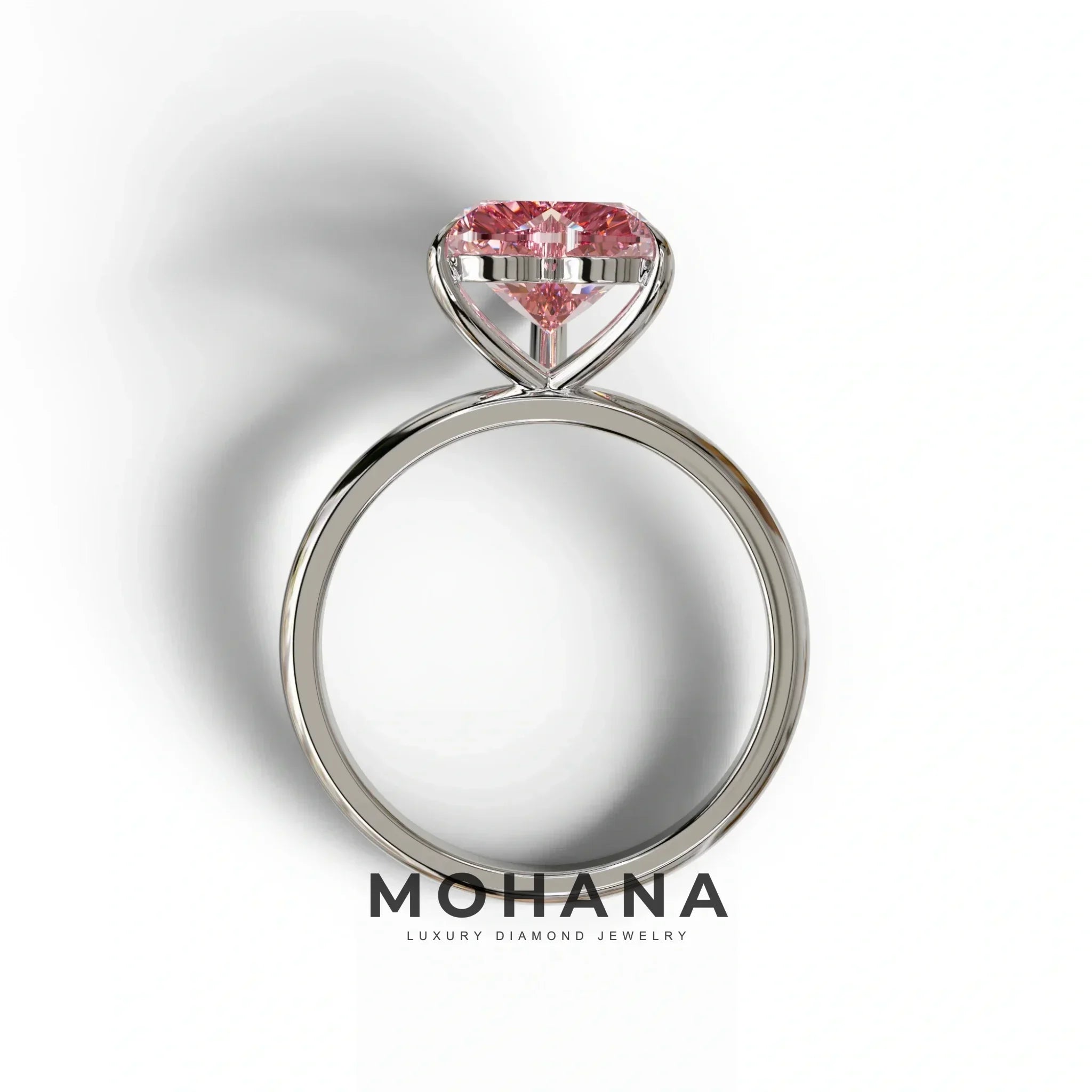 Fancy Pink Heart Cut Solitaire Lab Grown Diamond Engagement Ring - Mellow