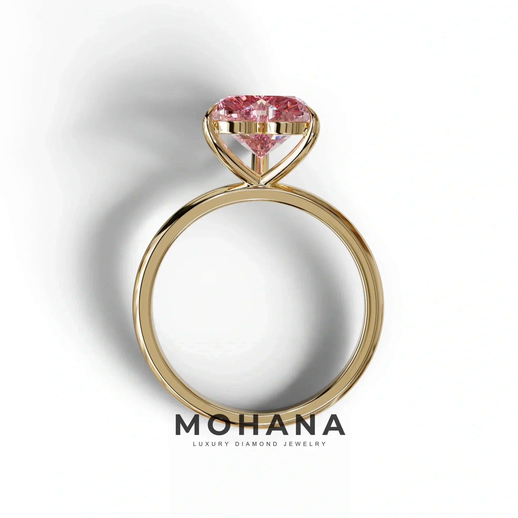 Fancy Pink Heart Cut Solitaire Lab Grown Diamond Engagement Ring - Mellow