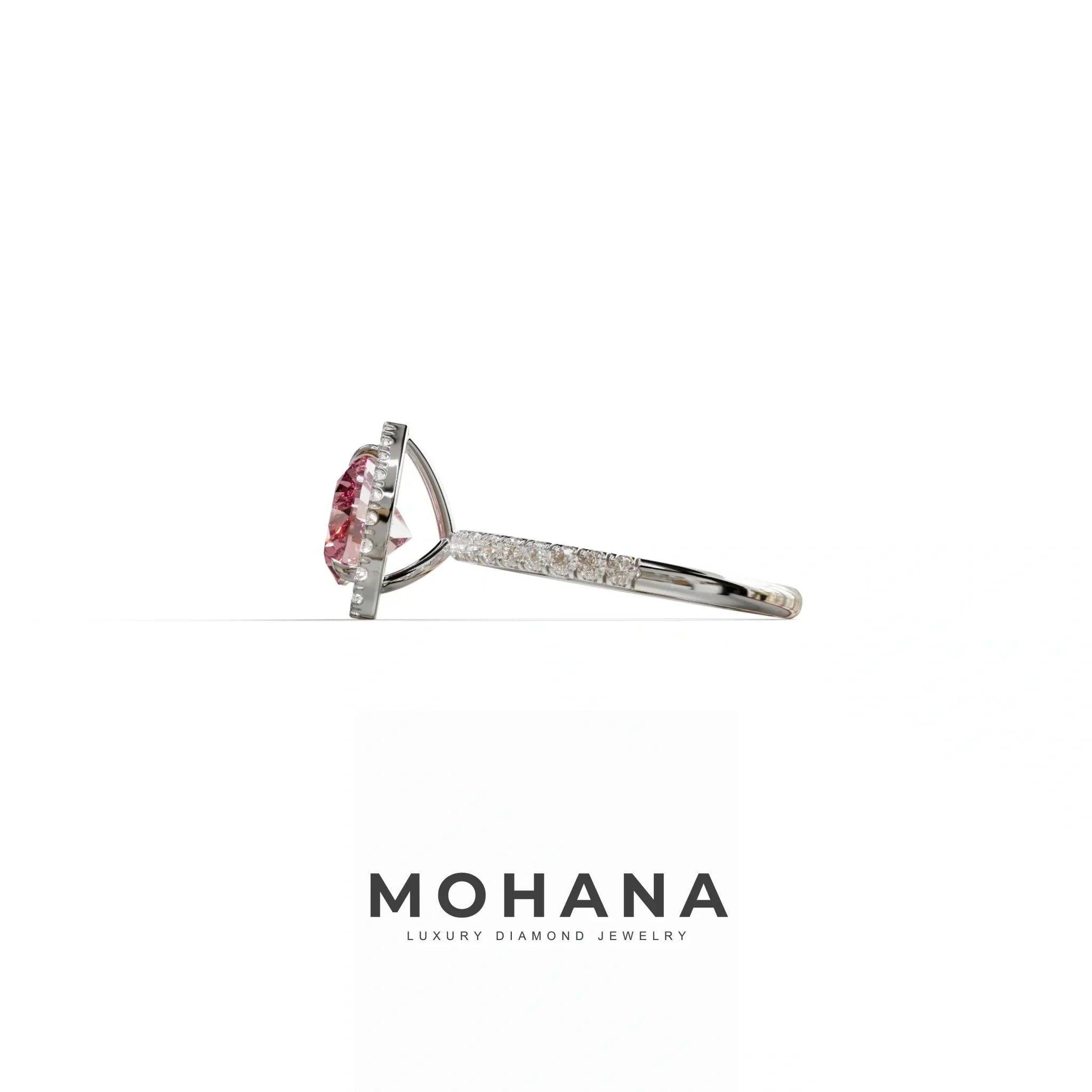 Pink Heart Cut Halo & Pavé Lab Grown Diamond Engagement Ring - Gelia