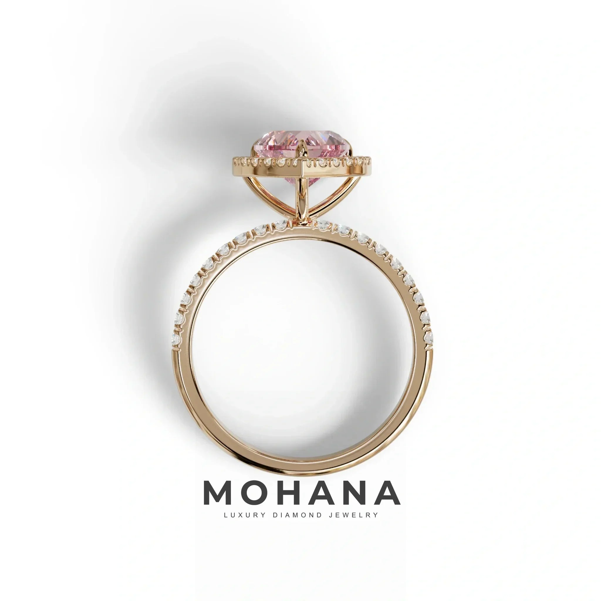 Pink Heart Cut Halo & Pavé Lab Grown Diamond Engagement Ring - Gelia
