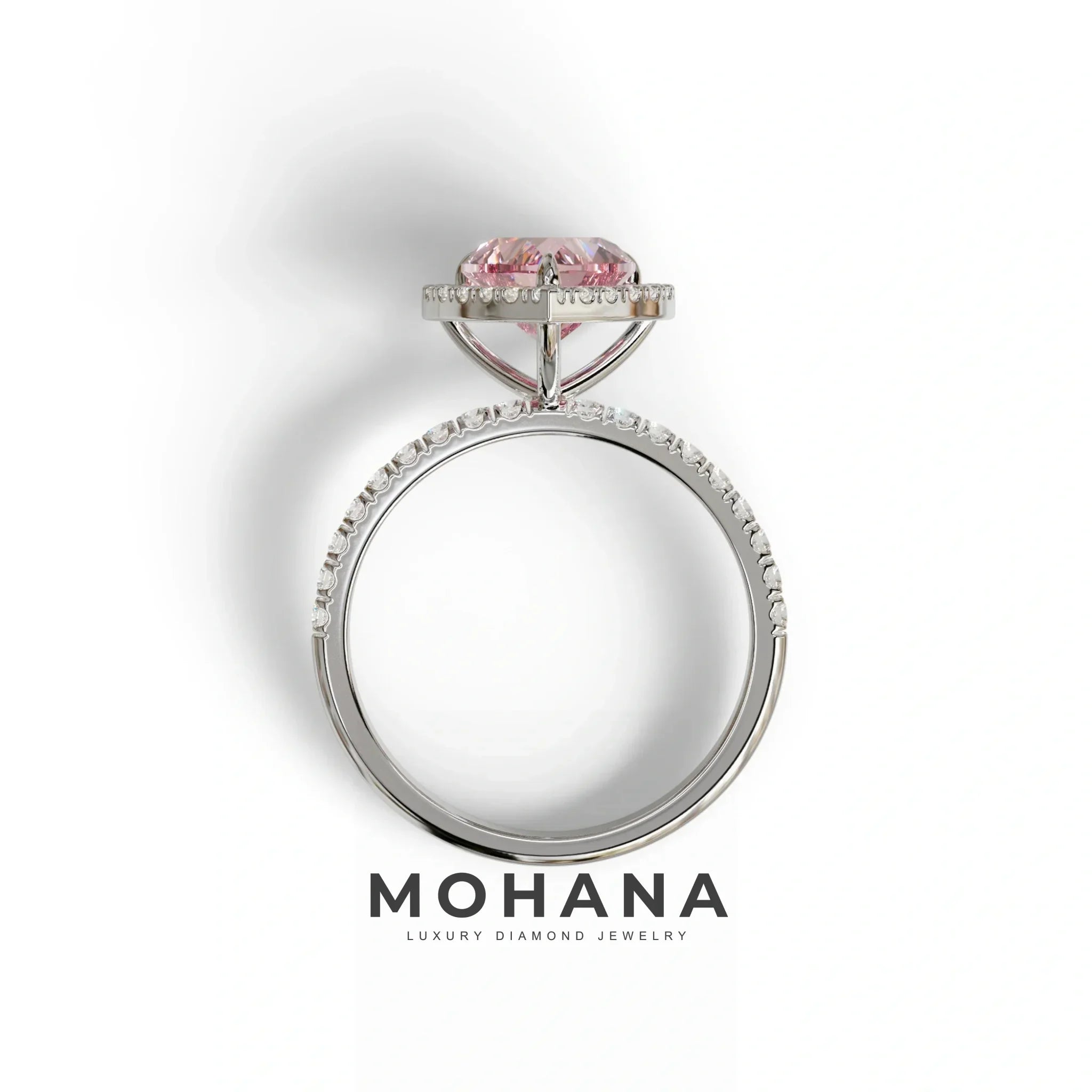 Pink Heart Cut Halo & Pavé Lab Grown Diamond Engagement Ring - Gelia