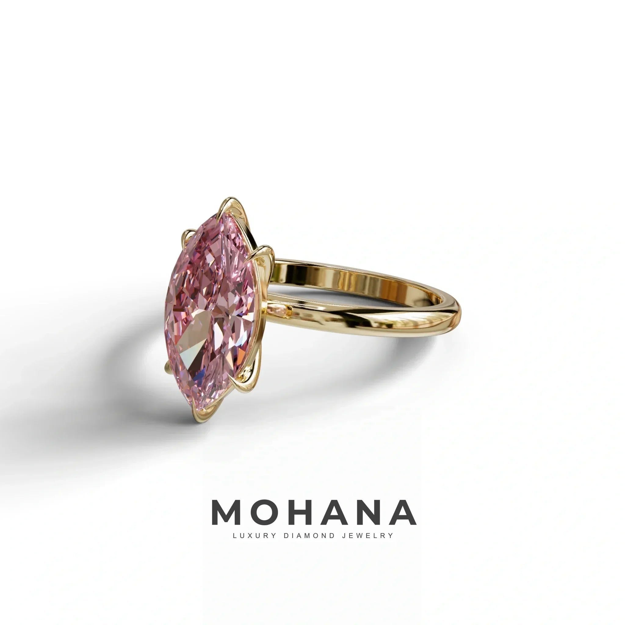 Fancy Pink Marquise Cut Solitaire Lab Grown Diamond Engagement Ring - Celestina