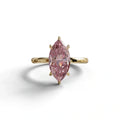 Fancy Pink Marquise Cut Solitaire Lab Grown Diamond Engagement Ring - Celestina - 2 Carat / 10K Solid Gold / Yellow Gold
