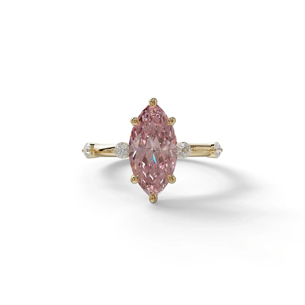 2.5 Carat Pink Lab Grown Diamond Engagement Ring – Marquise Cut Channel Set | Nimi