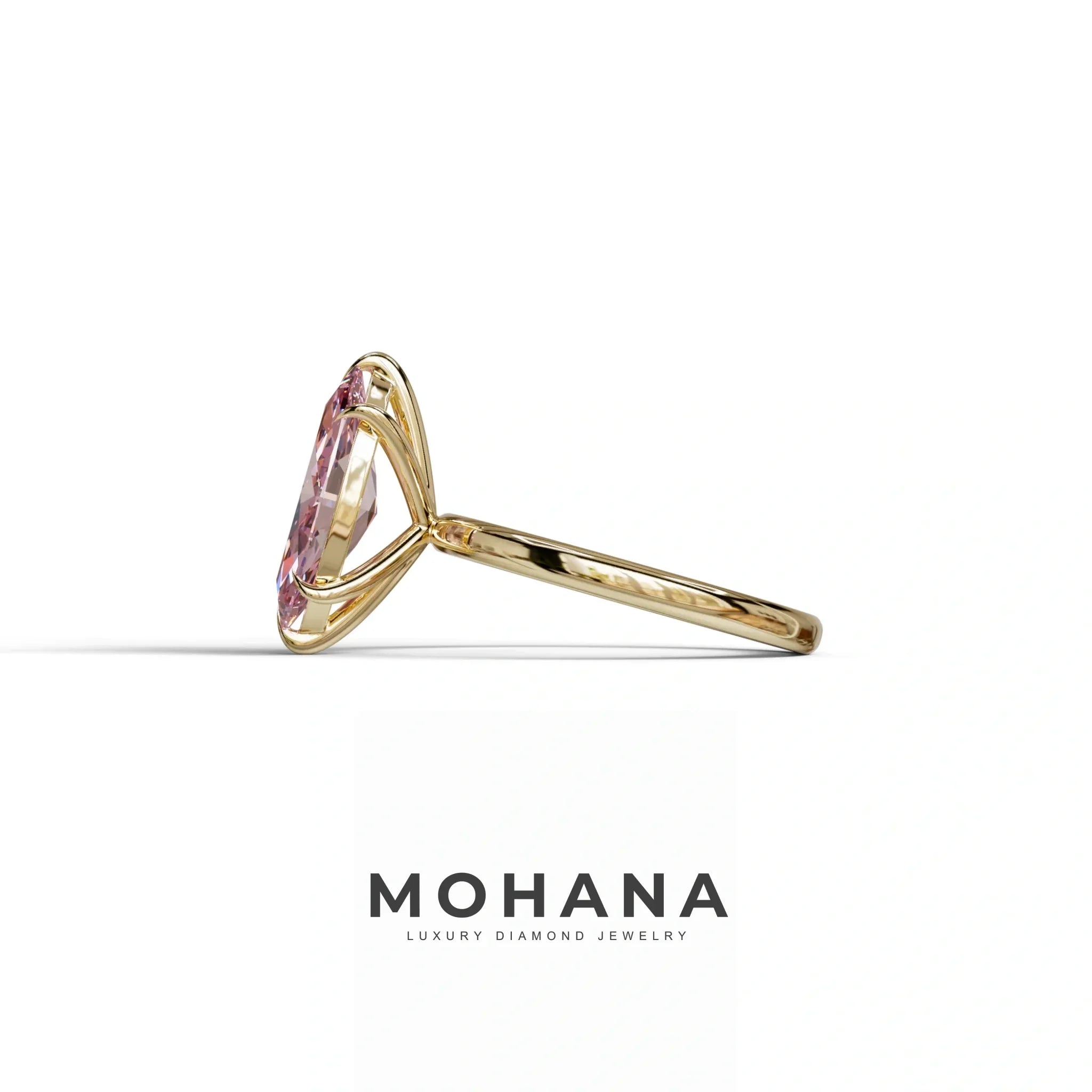 Fancy Pink Marquise Cut Solitaire Lab Grown Diamond Engagement Ring - Celestina