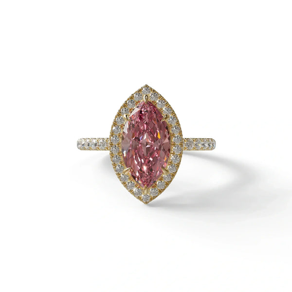 2 to 5 Carat Pink Lab Grown Diamond Engagement Ring – Marquise Cut Halo & Pavé | Simplicity