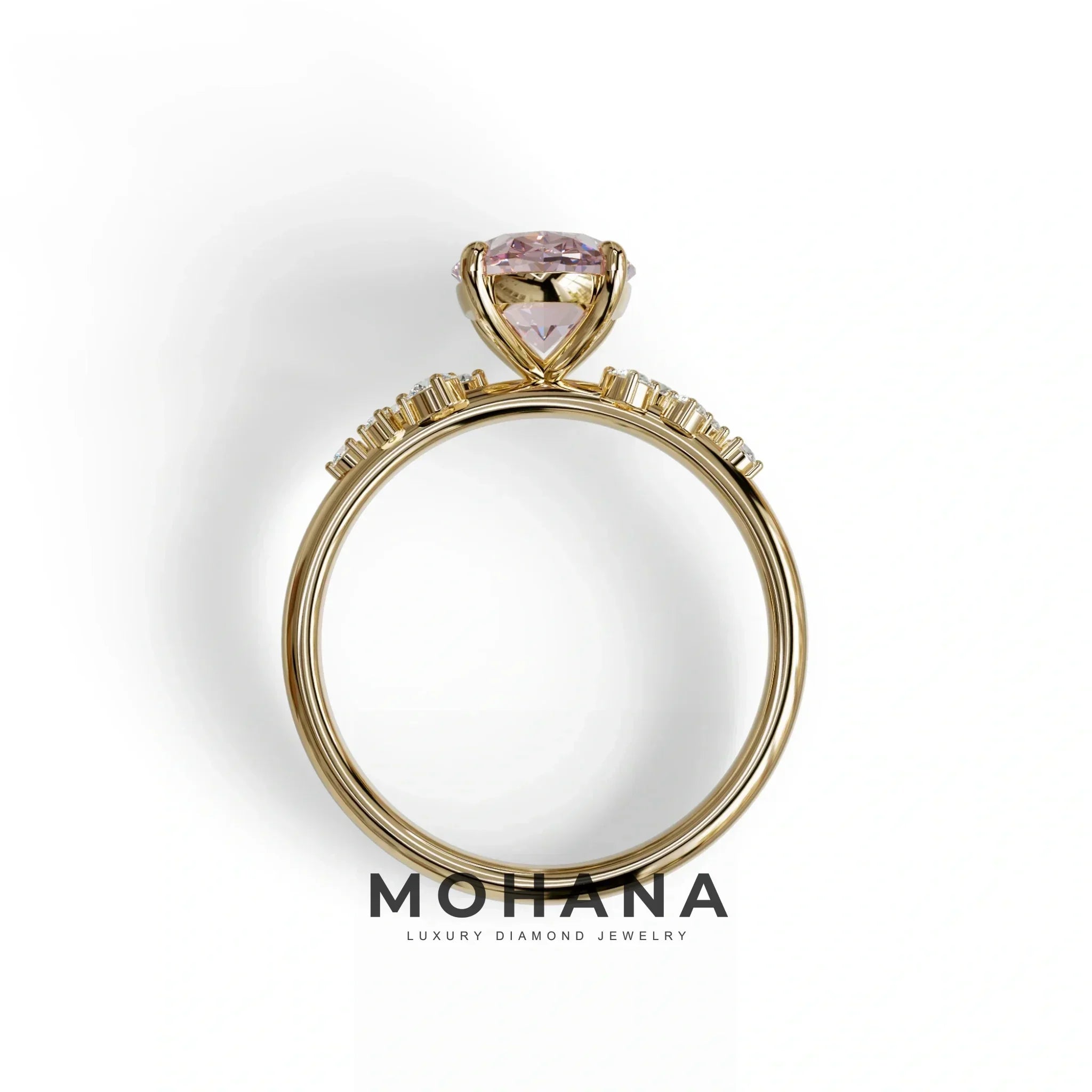 Pink Oval Cut Cluster-Vintage Setting Lab Grown Diamond Ring - Celeste Arc
