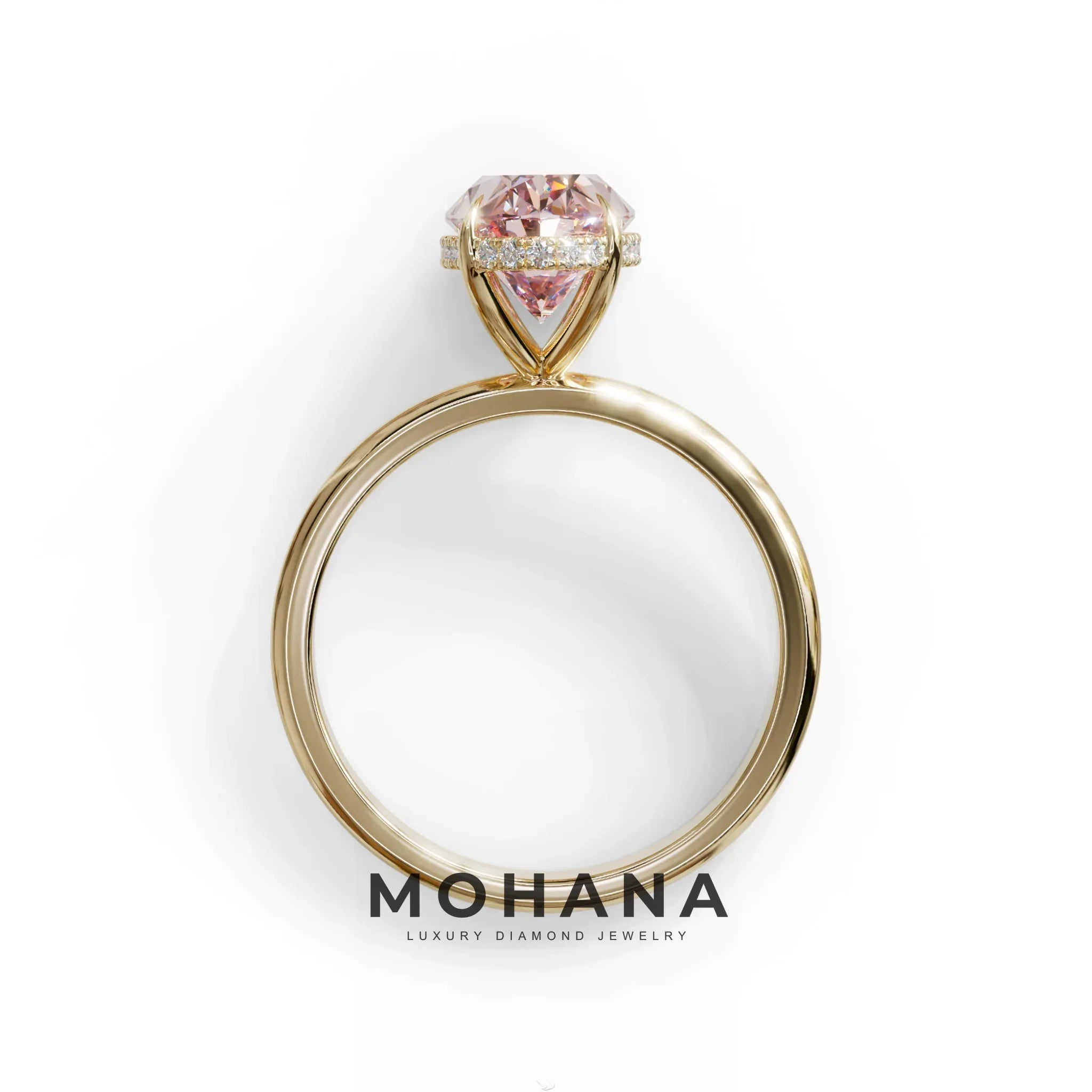 2.5 Carat Pink Oval Cut Hidden Halo Lab Diamond Ring - Mi Amor