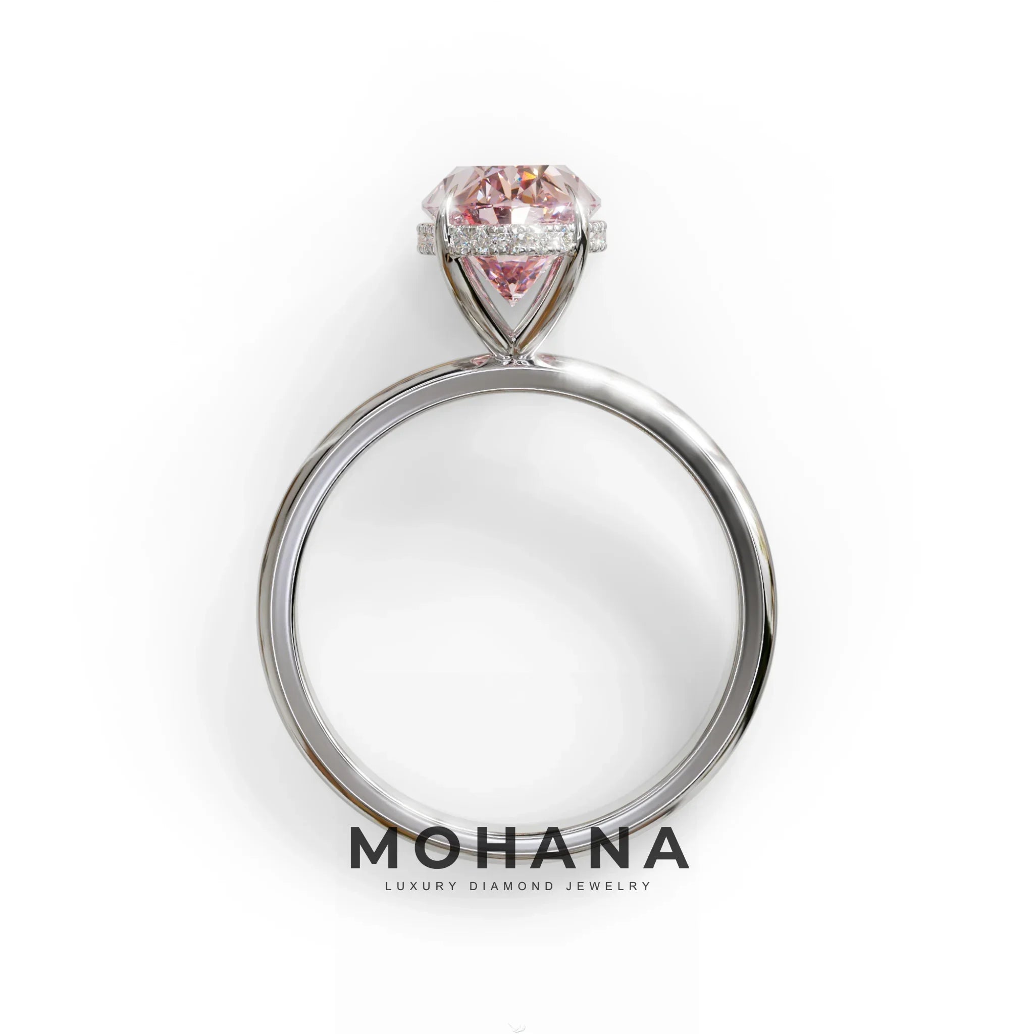 2.5 Carat Pink Oval Cut Hidden Halo Lab Diamond Ring - Mi Amor