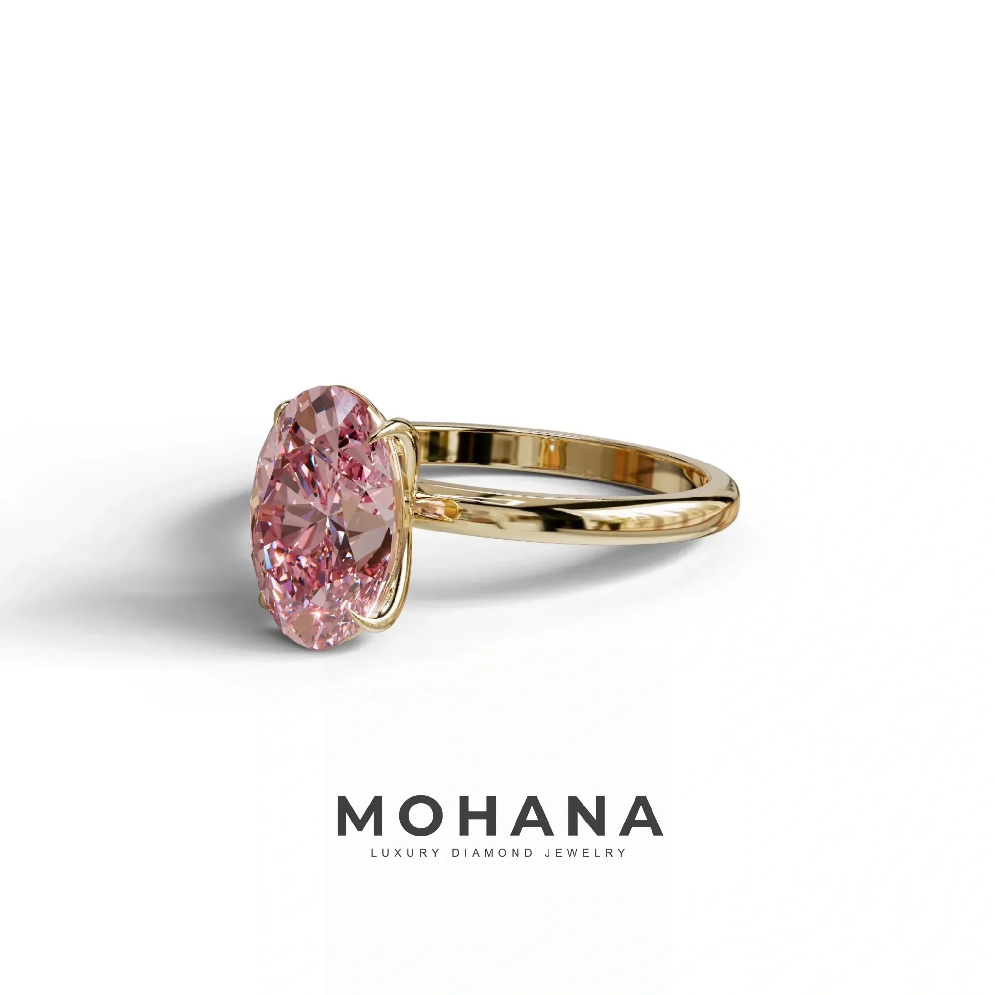 Pink Oval Cut Solitaire Lab Grown Diamond Engagement Ring - Curiosa