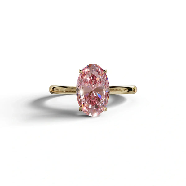 2 to 5 Carat Pink Lab Grown Diamond Engagement Ring – Oval Cut Solitaire
