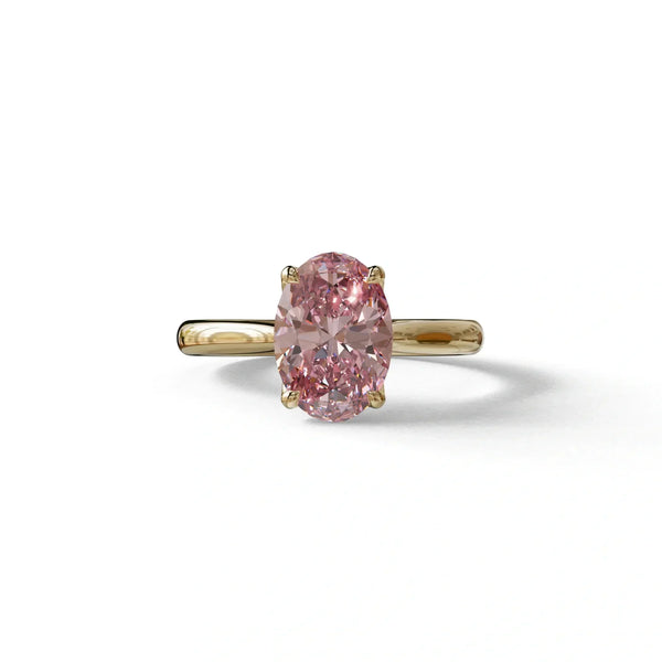 2 to 5 Carat Pink Lab Grown Diamond Engagement Ring – Oval Cut Solitaire | Secrecy