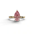Fancy Pink Pear Cut Solitaire Lab Grown Diamond Engagement Ring - Maniola - 2 Carat / 10K Solid Gold / Yellow Gold