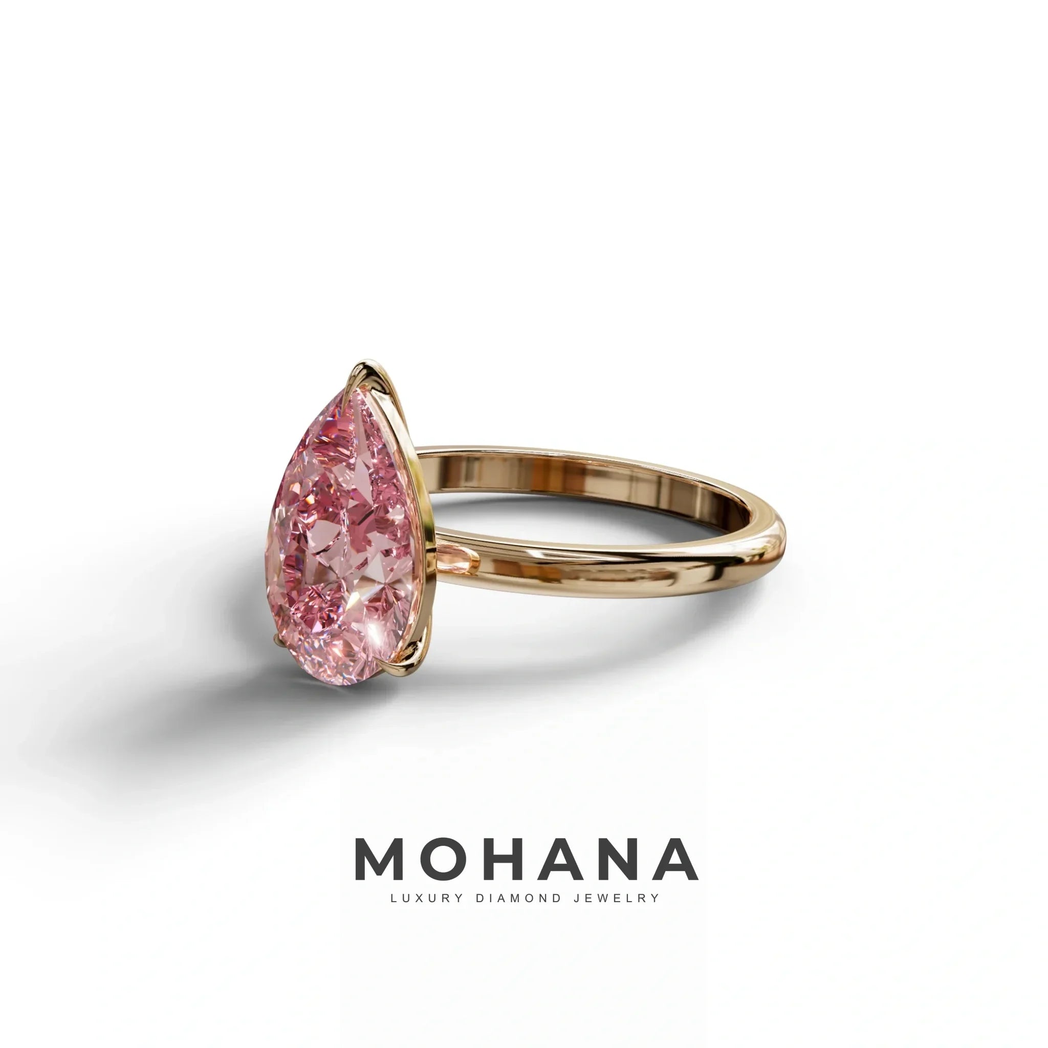 Fancy Pink Pear Cut Solitaire Lab Grown Diamond Engagement Ring - Maniola