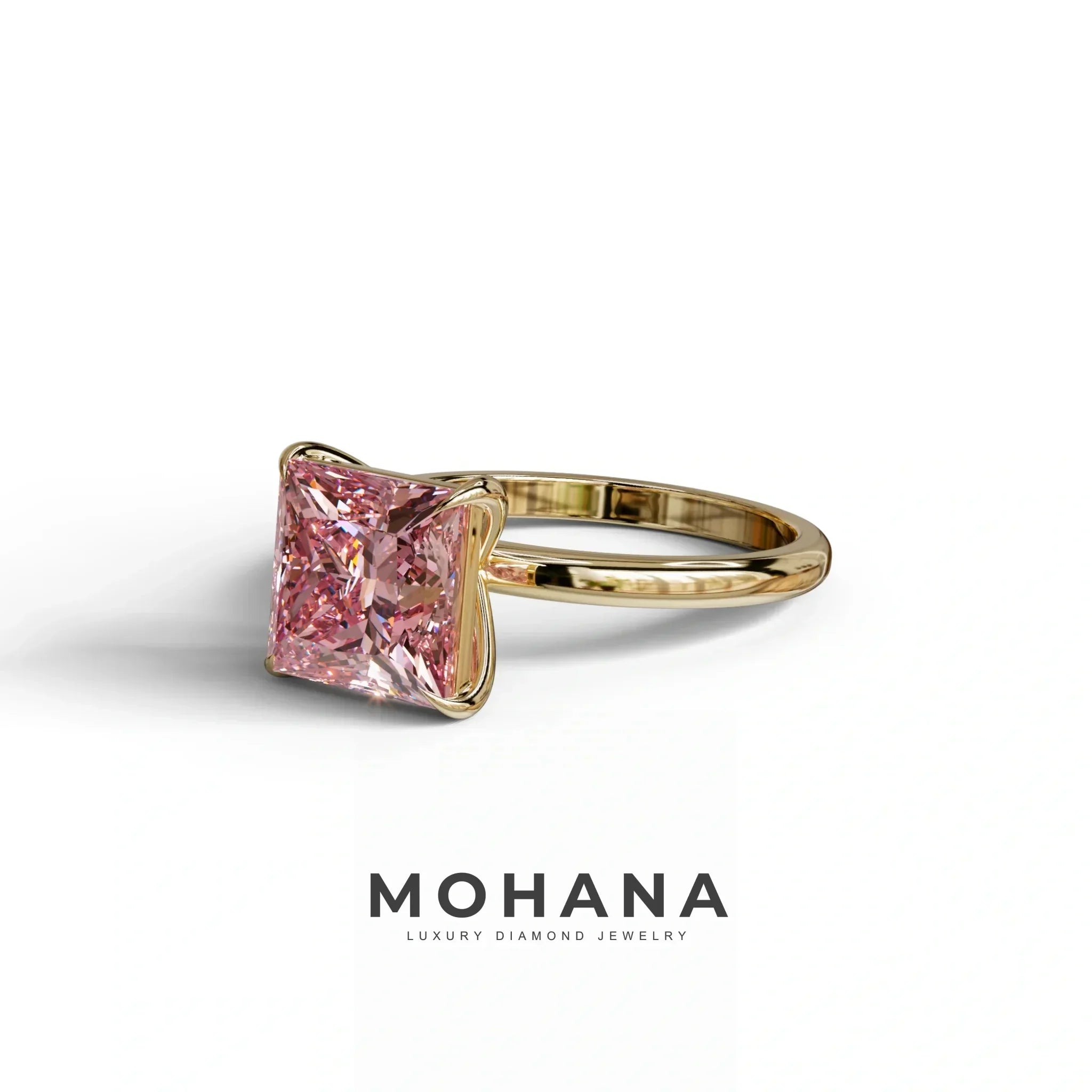 Pink Princess Cut Solitaire Lab Grown Diamond Engagement Ring - Speyeria