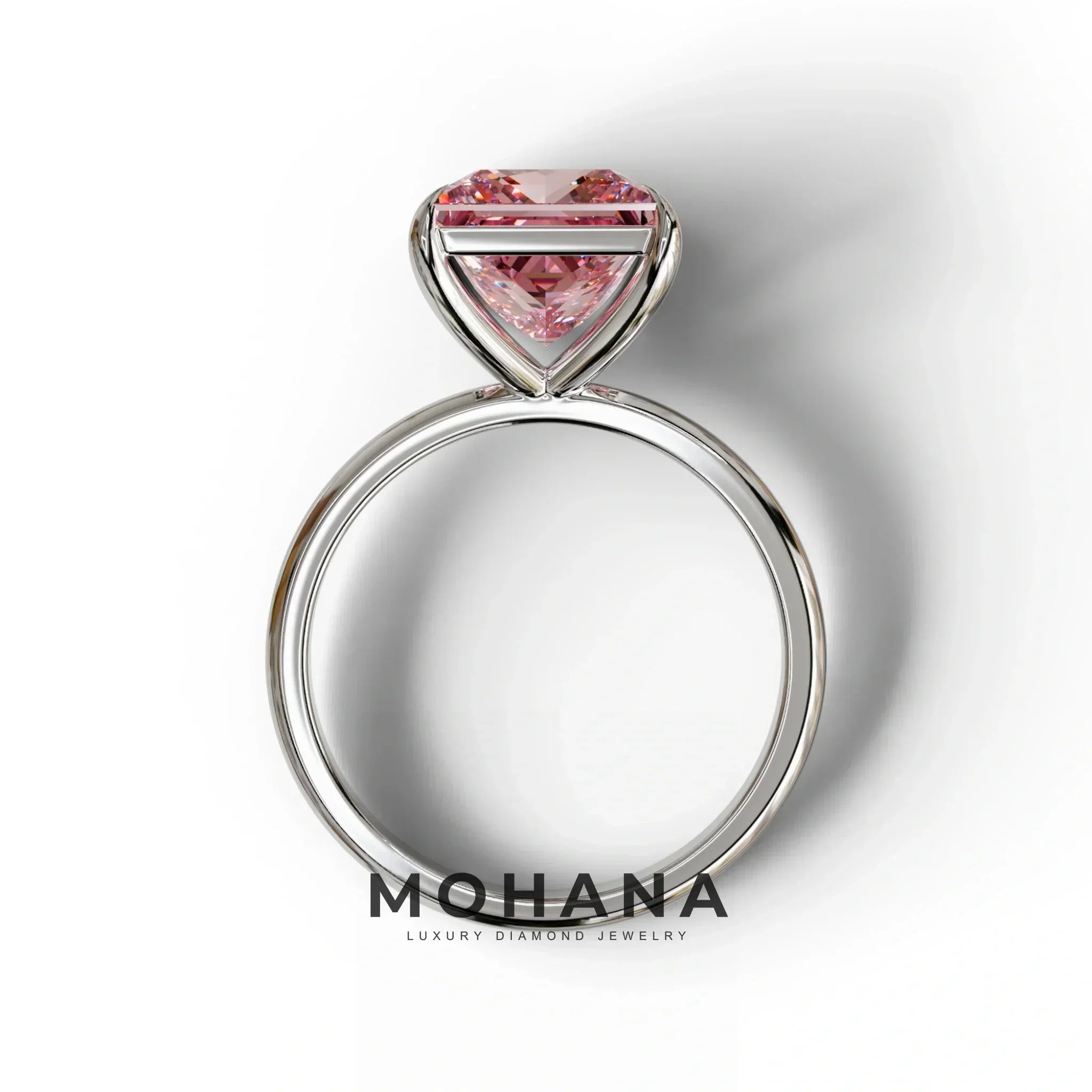 Pink Princess Cut Solitaire Lab Grown Diamond Engagement Ring - Speyeria