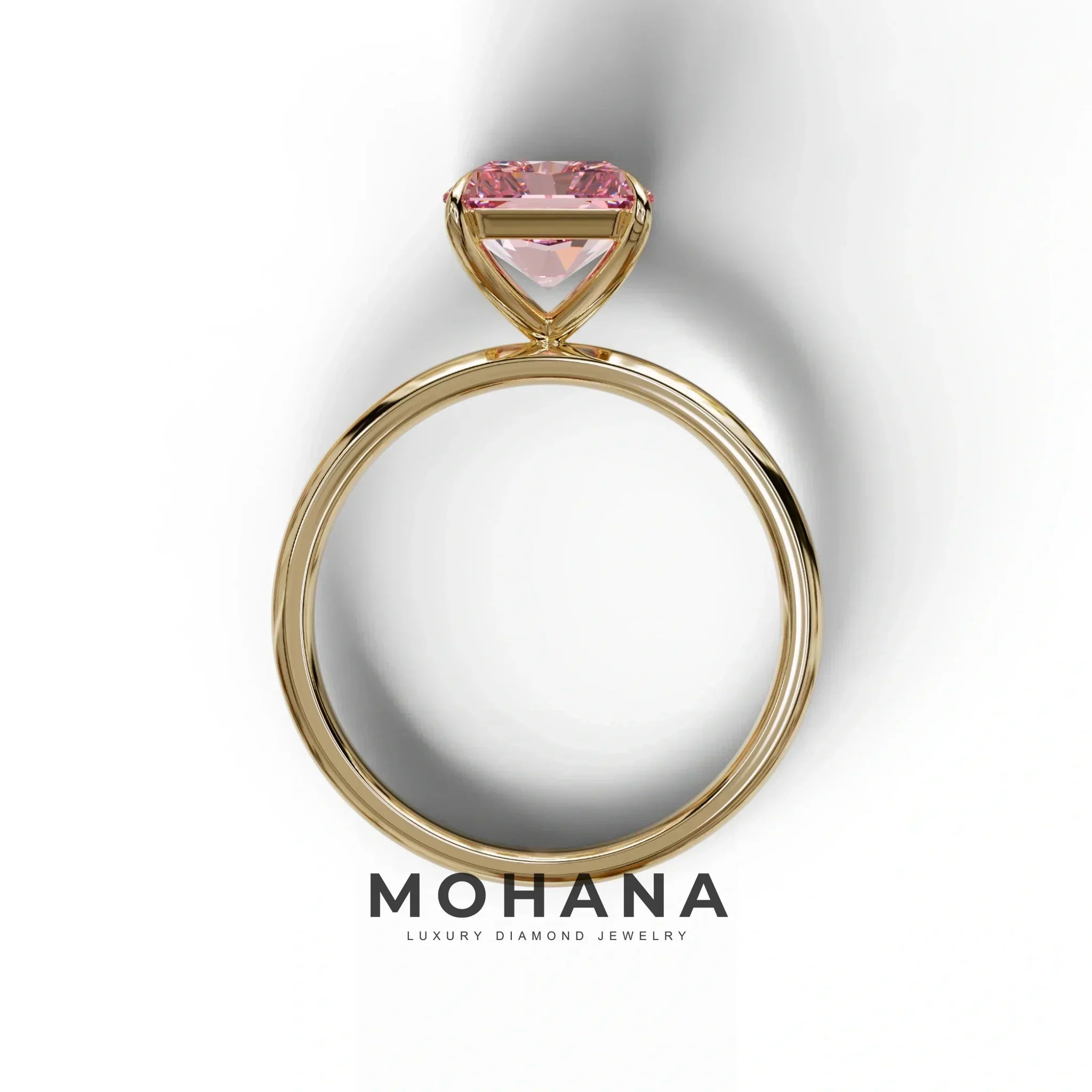 Pink Radiant Cut Solitaire Lab Grown Diamond Engagement Ring - Papilia