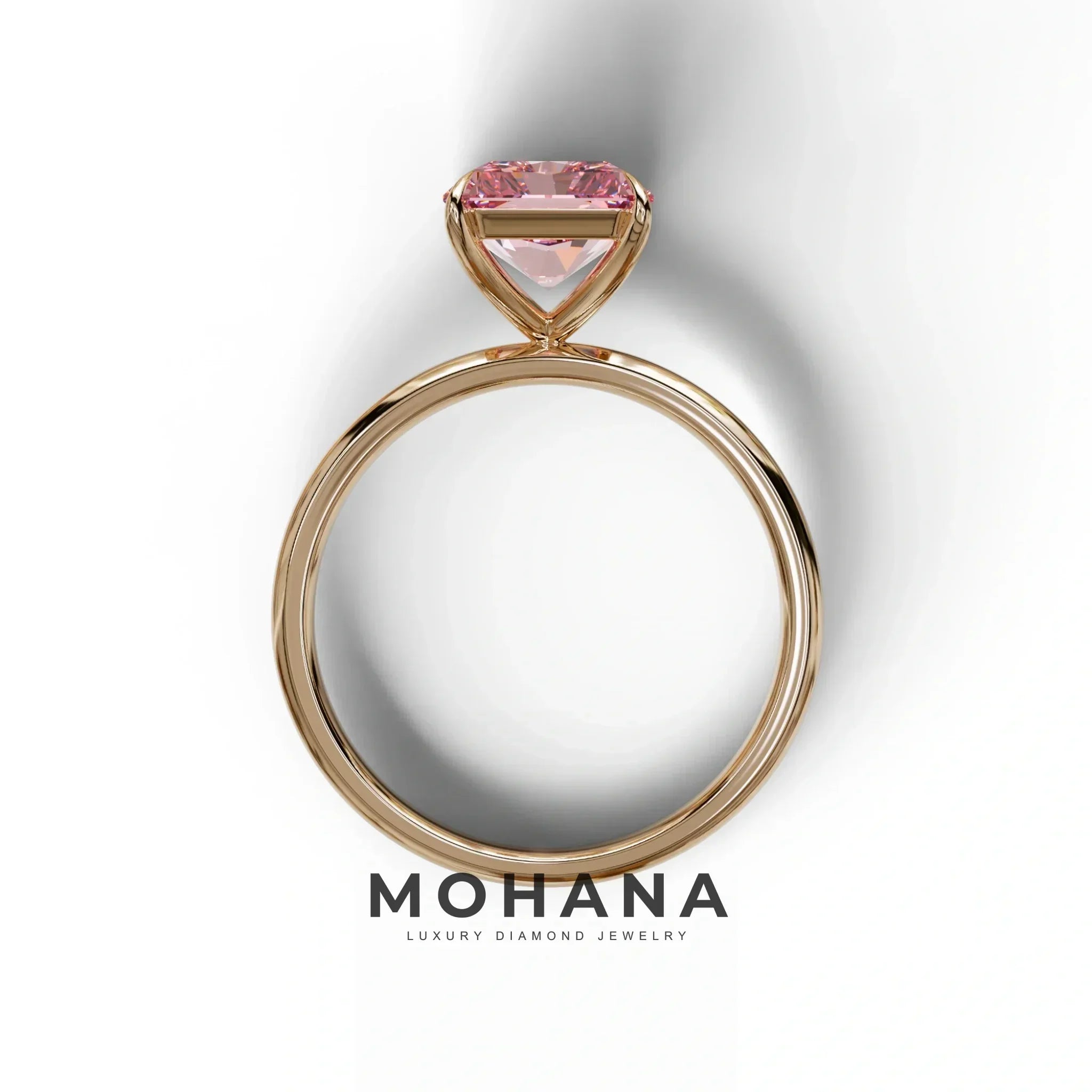 Pink Radiant Cut Solitaire Lab Grown Diamond Engagement Ring - Papilia