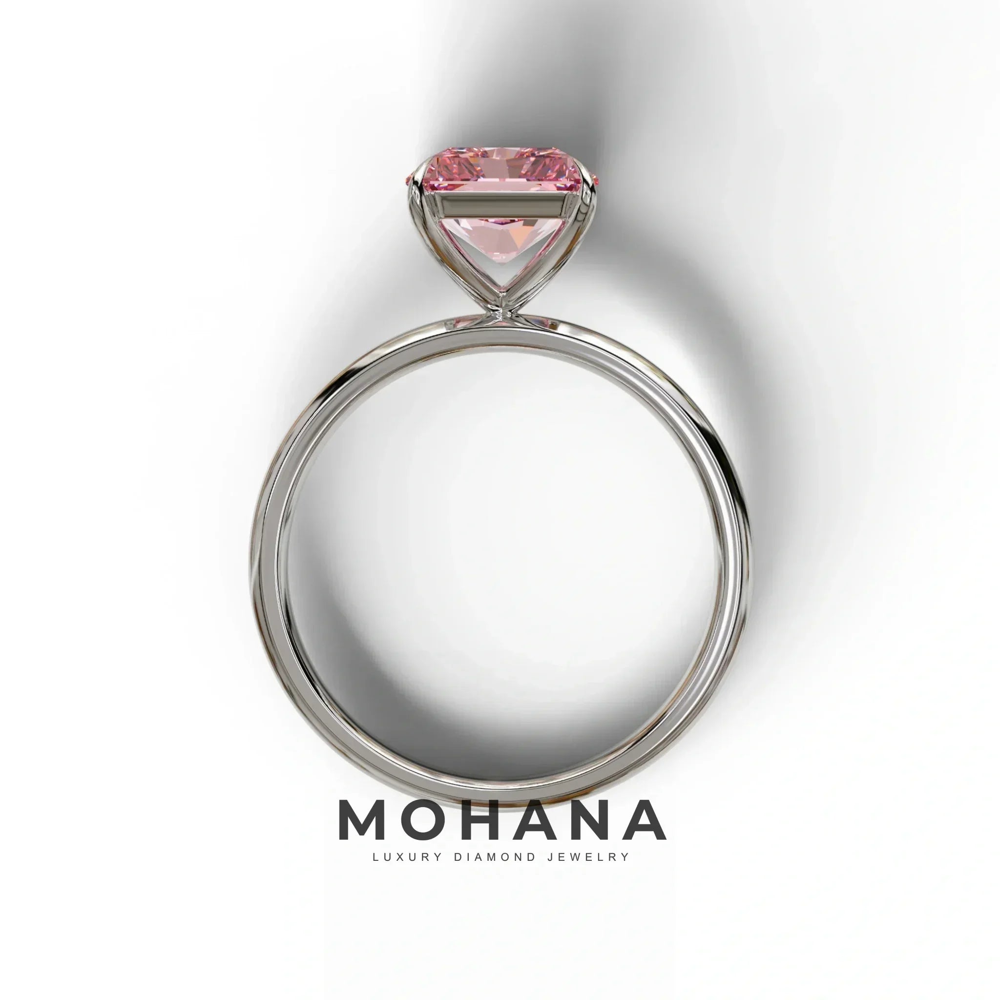 Pink Radiant Cut Solitaire Lab Grown Diamond Engagement Ring - Papilia