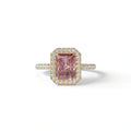 Pink Radiant Cut Halo & Pave Lab Grown Diamond Engagement Ring - Madison - 2 Carat / 10K Solid Gold / Yellow Gold