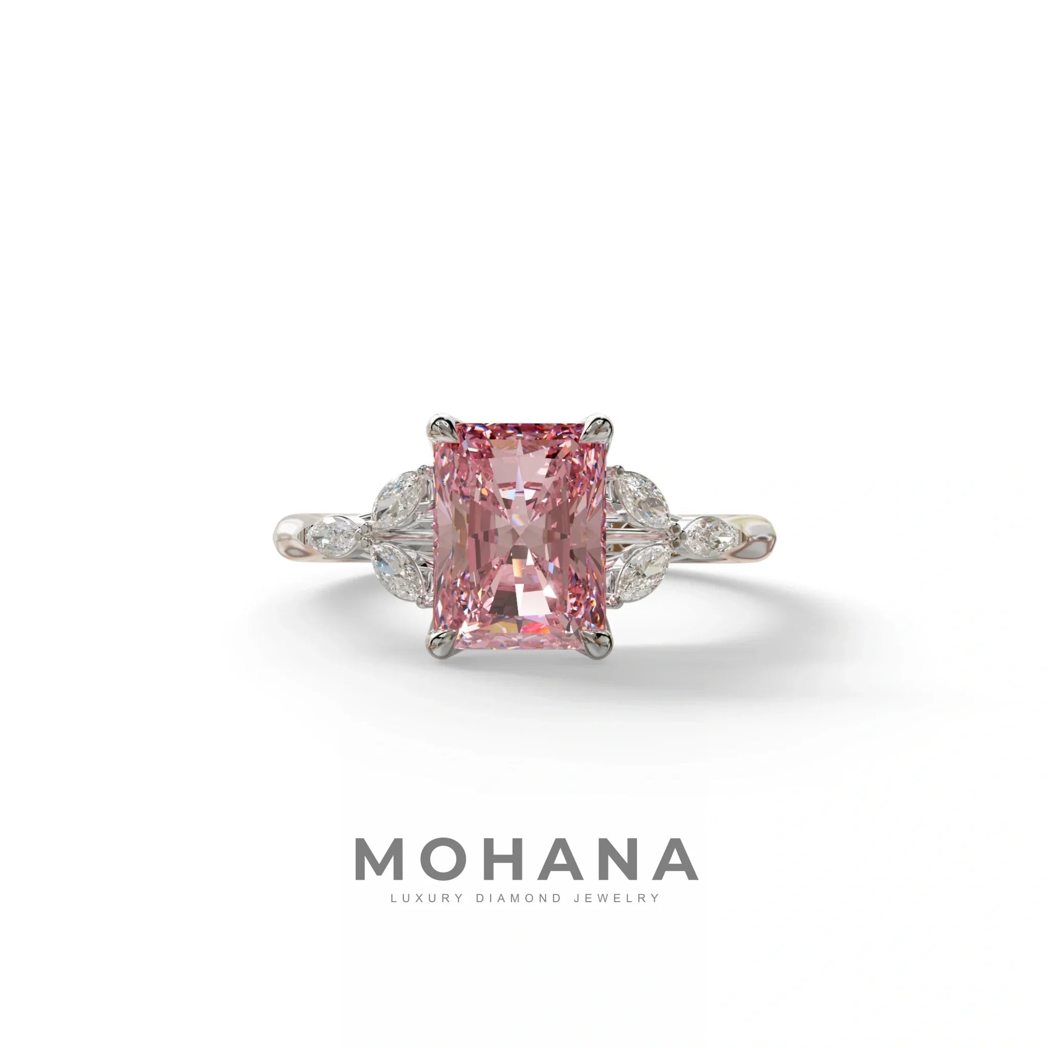 2.5 Carat Pink Lab Grown Diamond Engagement Ring · Radiant Cut Nature-Inspired | Aurora - view 3